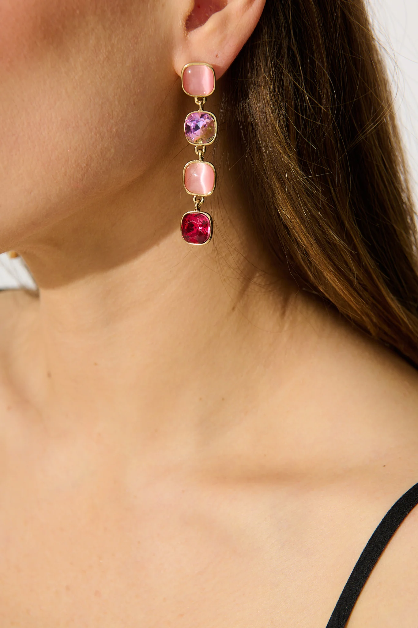 Liana Drop Earrings In Multi Red