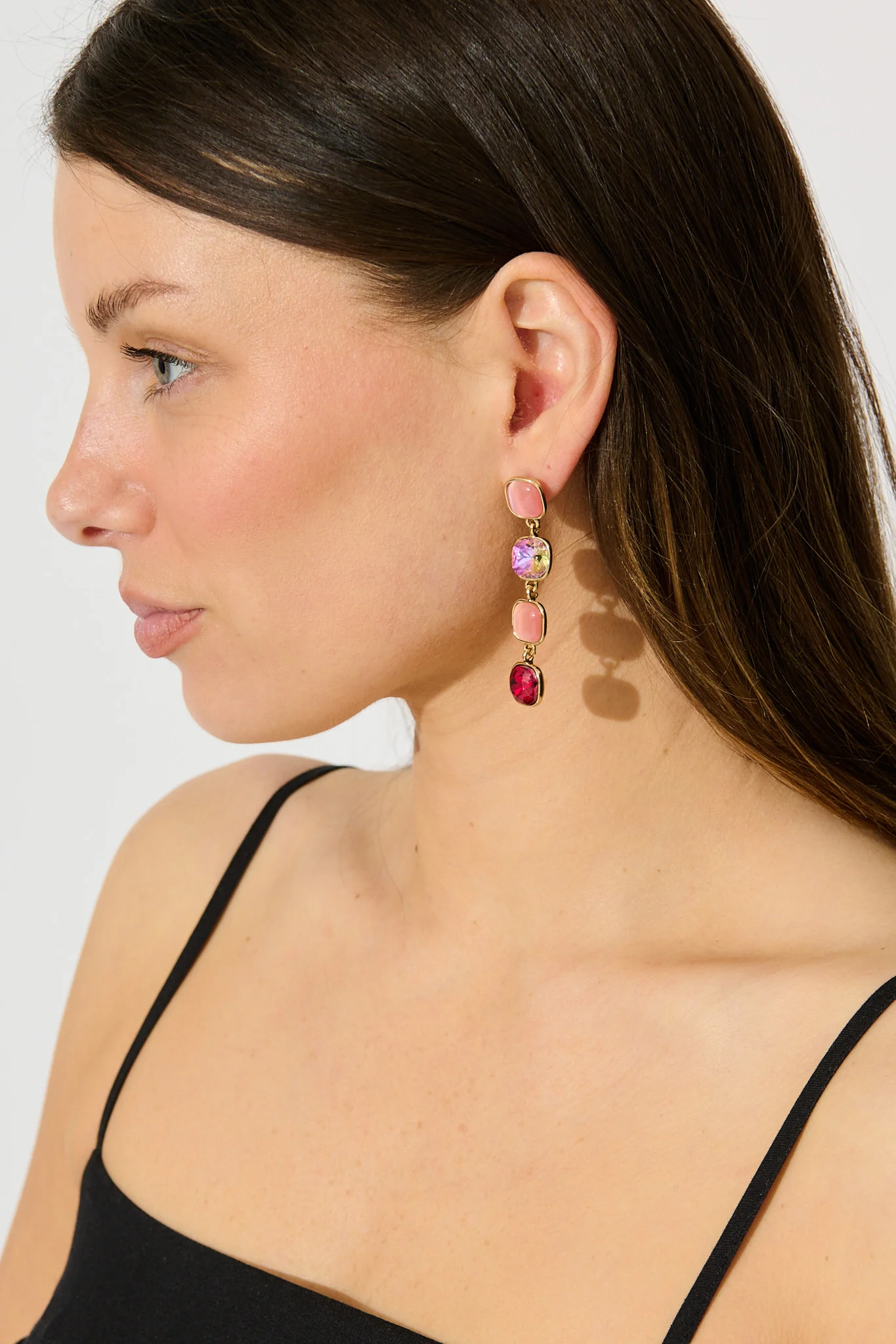 Liana Drop Earrings In Multi Red - Image 3