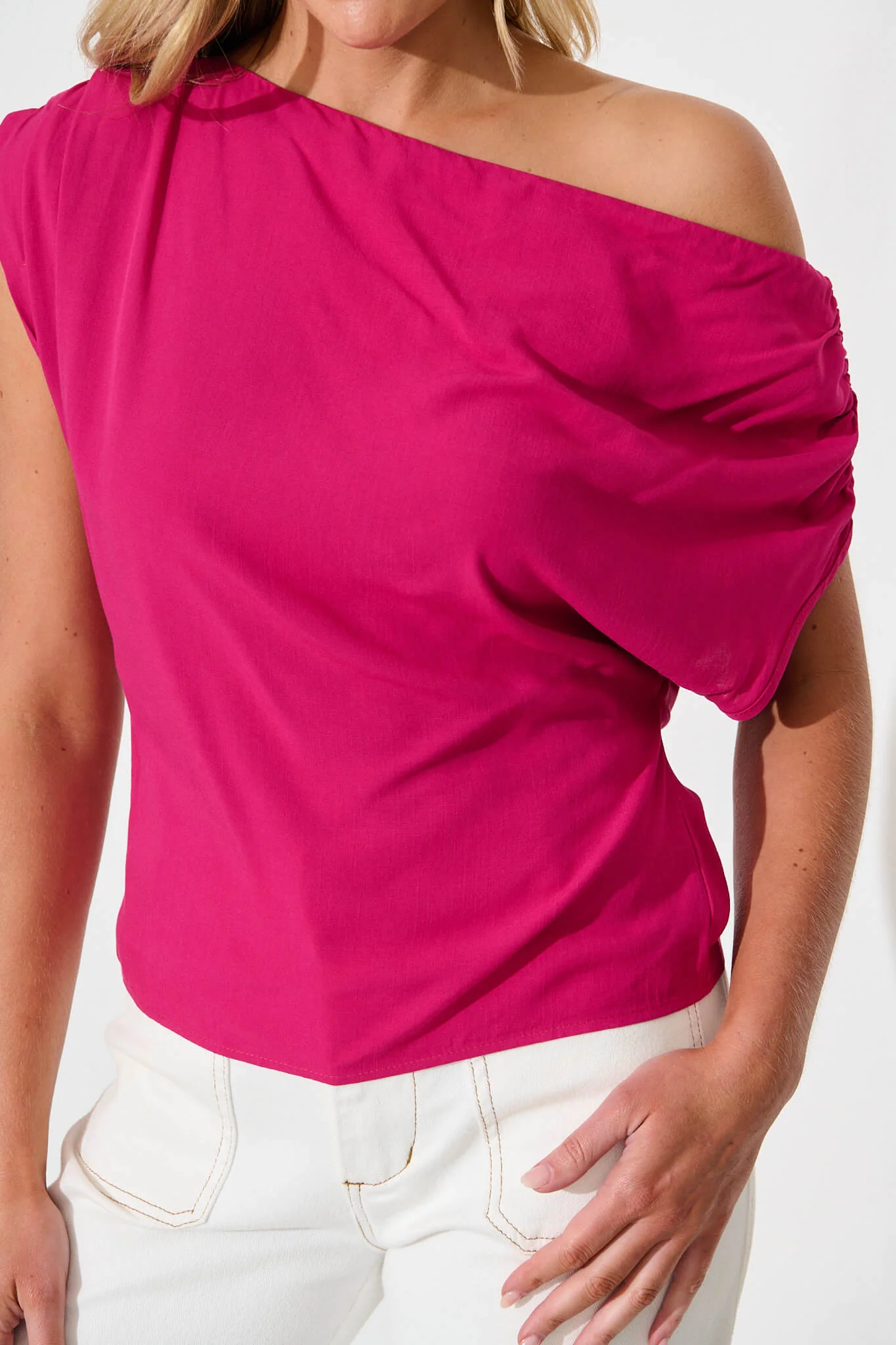 Liana Off Shoulder Top in Hot Pink - Image 5