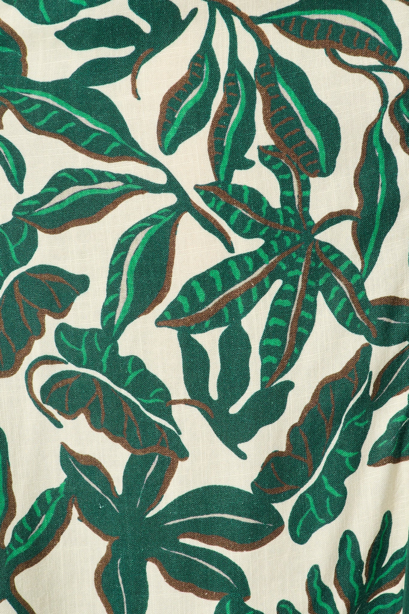 Libra Midi Shirt Dress in Emerald and Cream Leaf Linen Blend - Image 6