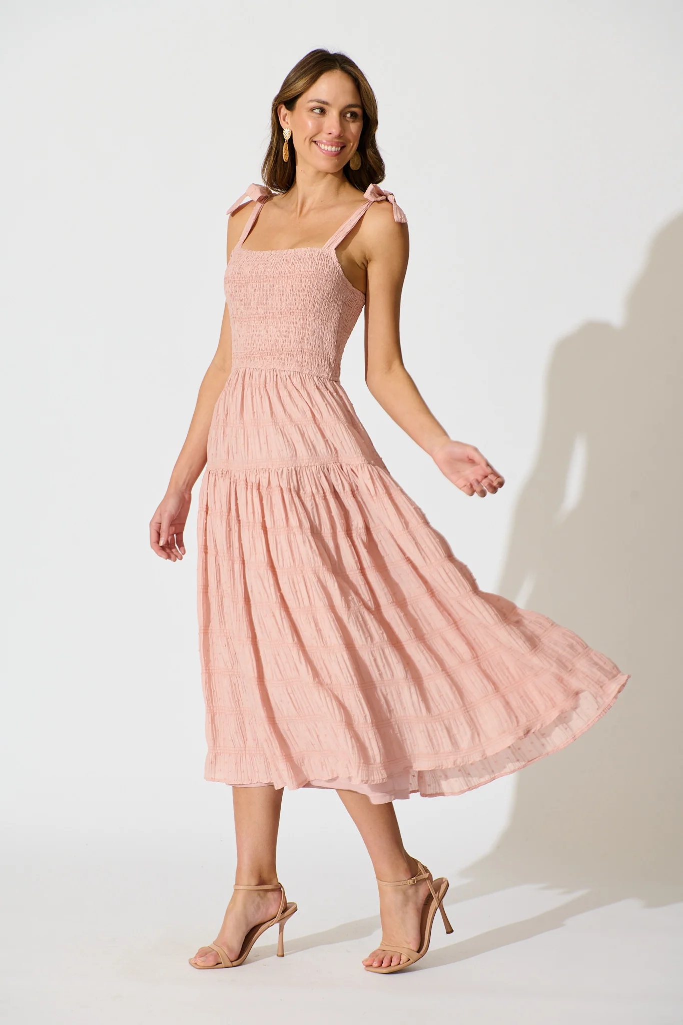 Lila Rea Maxi Sundress in Blush Swiss Dot - Image 3