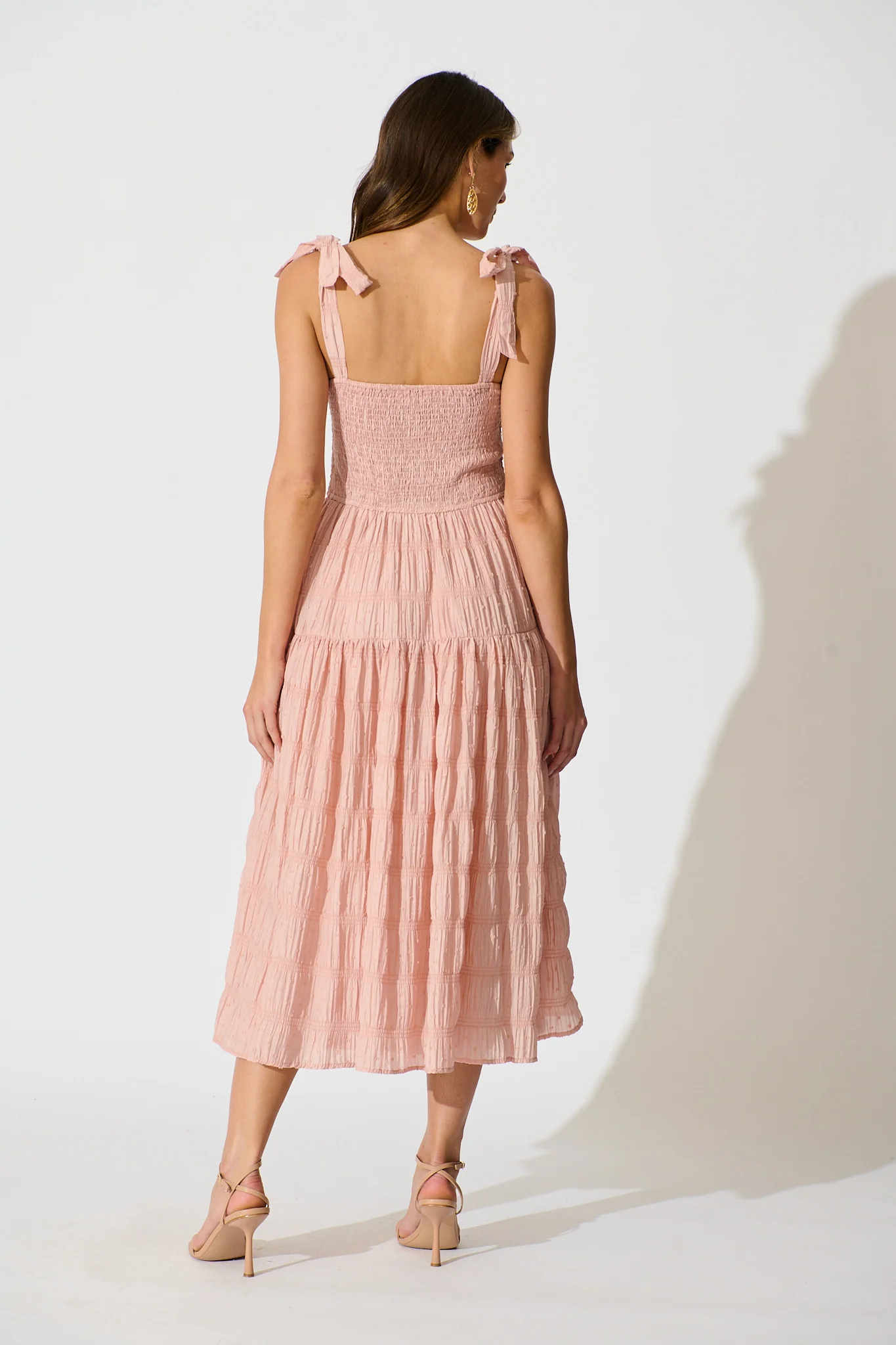 Lila Rea Maxi Sundress in Blush Swiss Dot - Image 4