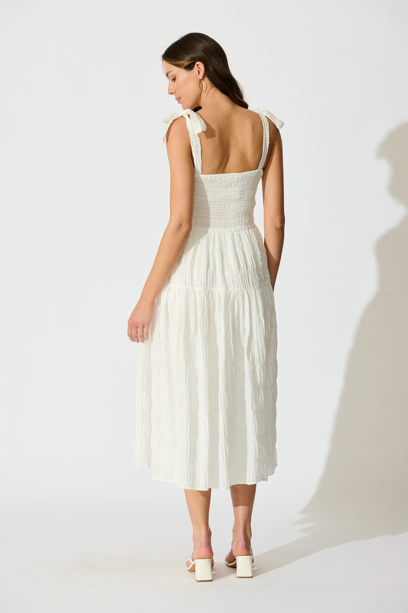 Lila Rea Maxi Sundress in White Swiss Dot - Image 4