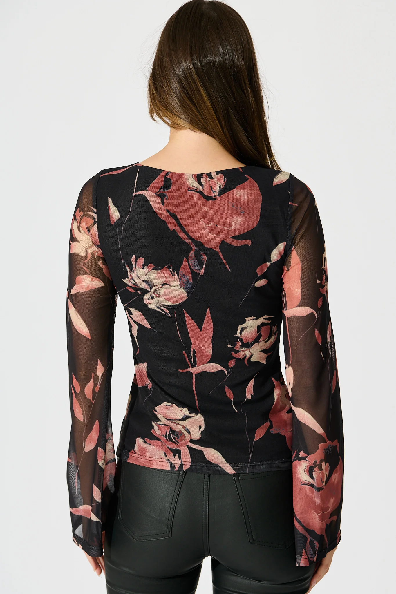 Lily Of Love Mesh Top in Black Floral Print - Image 3