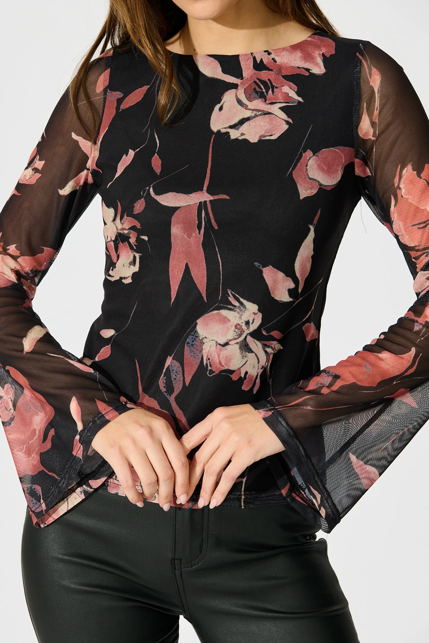Lily Of Love Mesh Top in Black Floral Print - Image 5