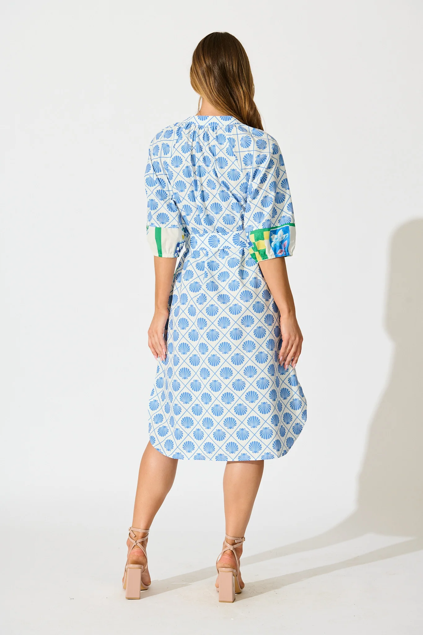 Limoncello Dreams Midi Dress in White Multi Lemon Cotton - Image 4