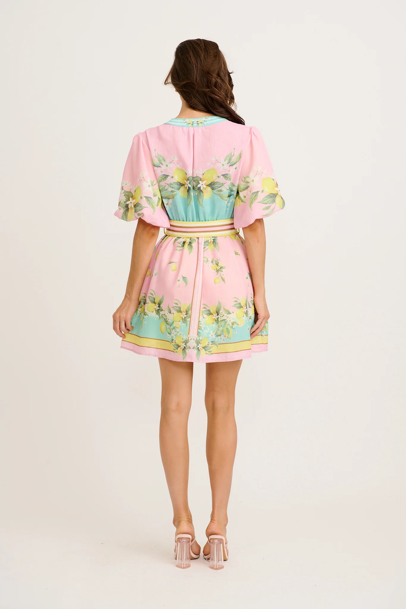Limonelle Dress in Pink with Lemon Linen Blend - Image 9