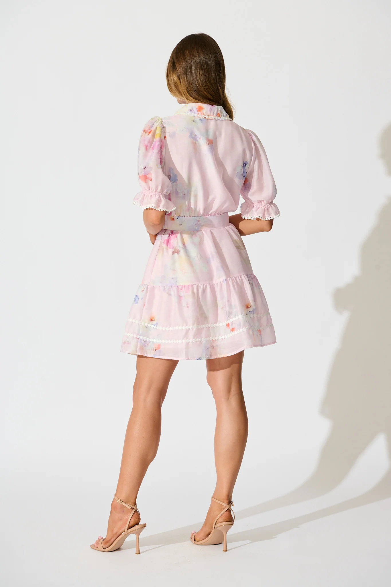 Liora Shirt Dress in Light Pink Floral - Image 4