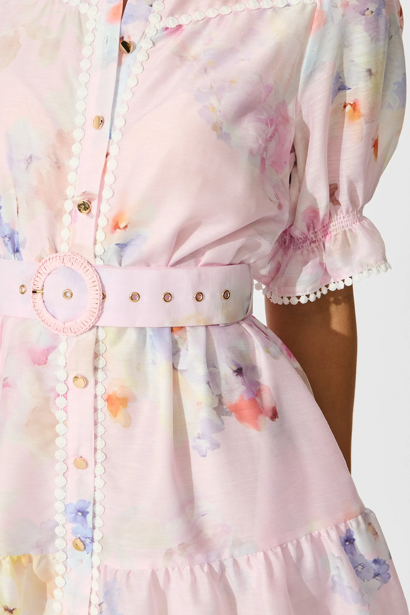 Liora Shirt Dress in Light Pink Floral - Image 5