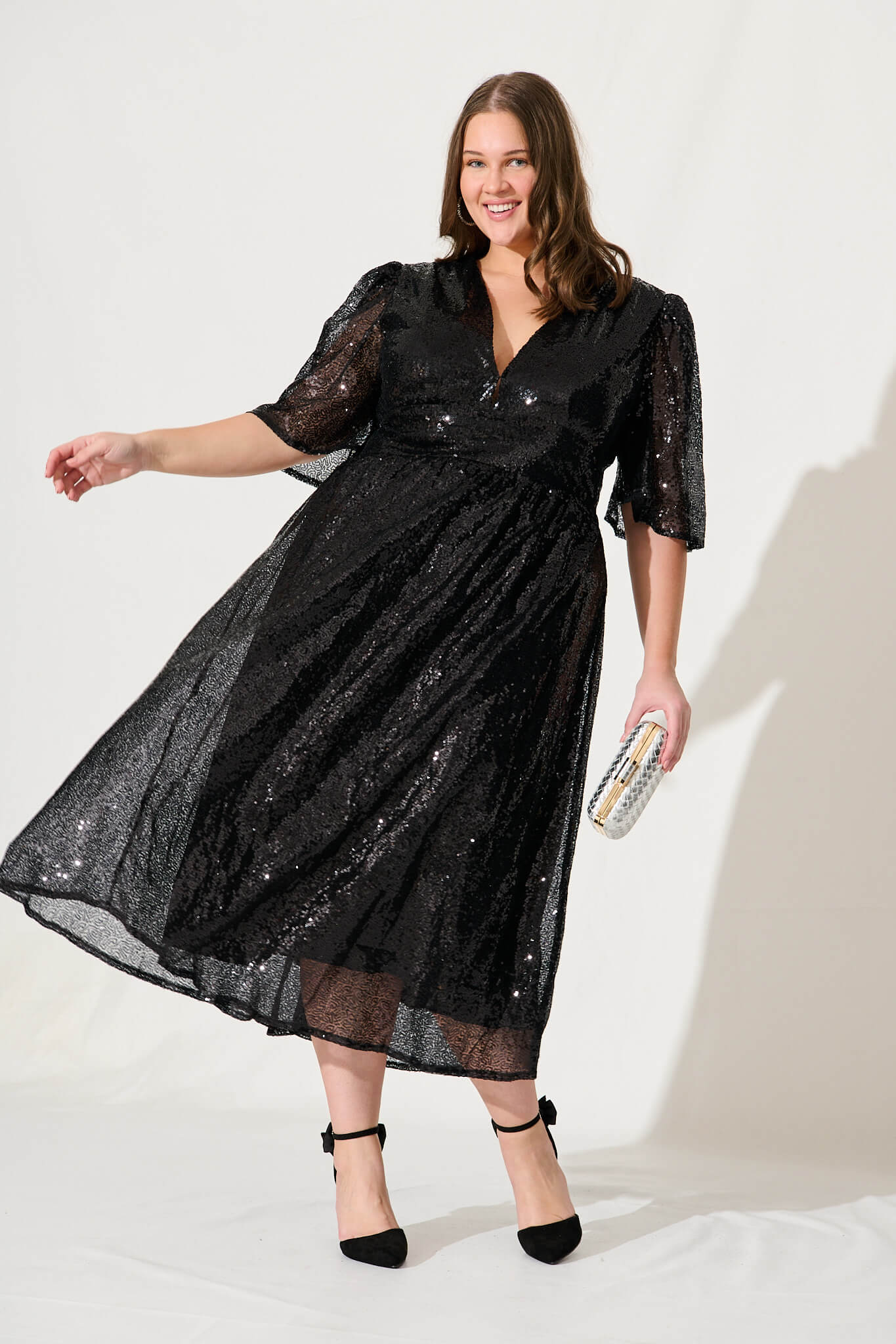 Livorno Midi Dress In Black Sequin - Image 2