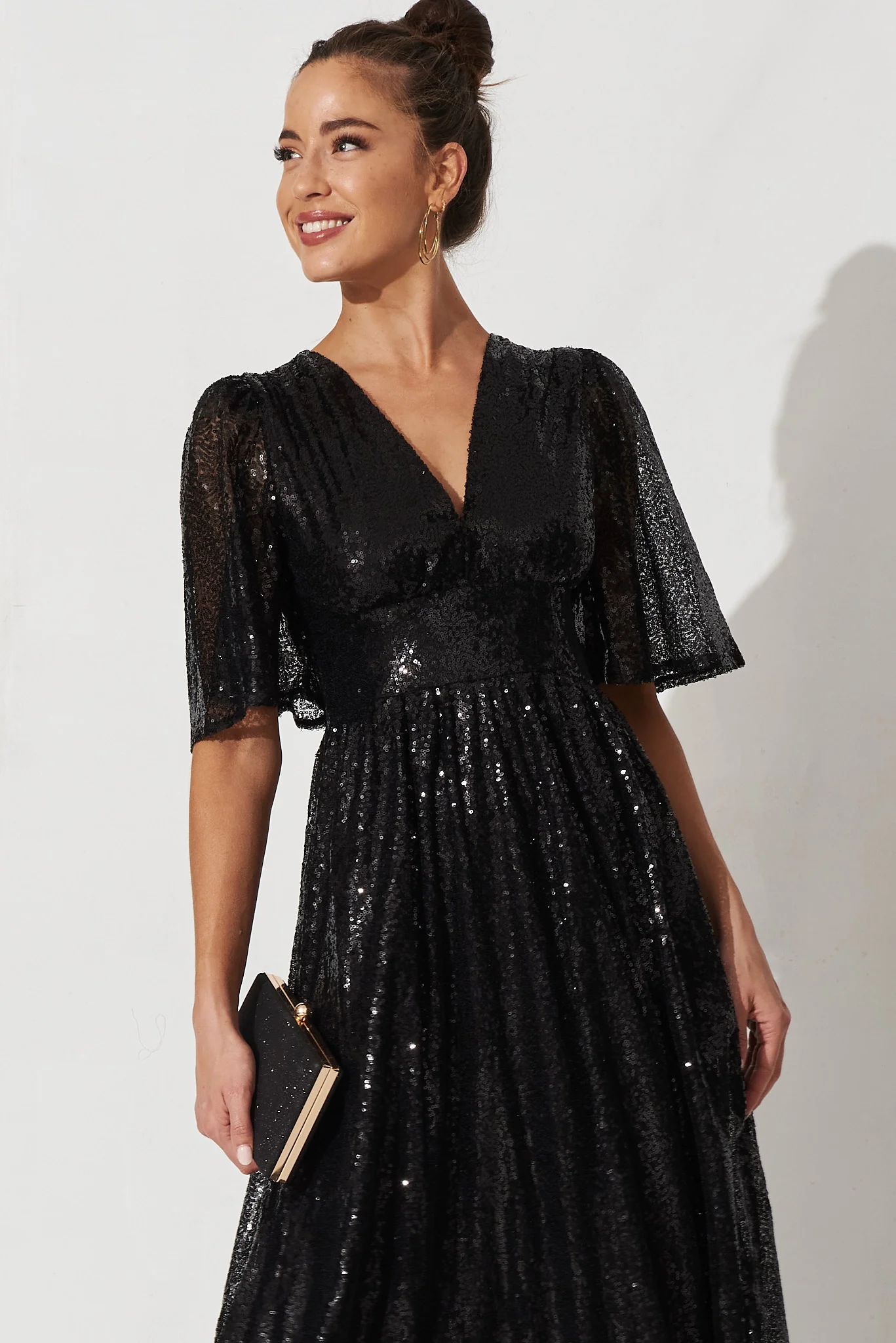 Livorno Midi Dress In Black Sequin - Image 3