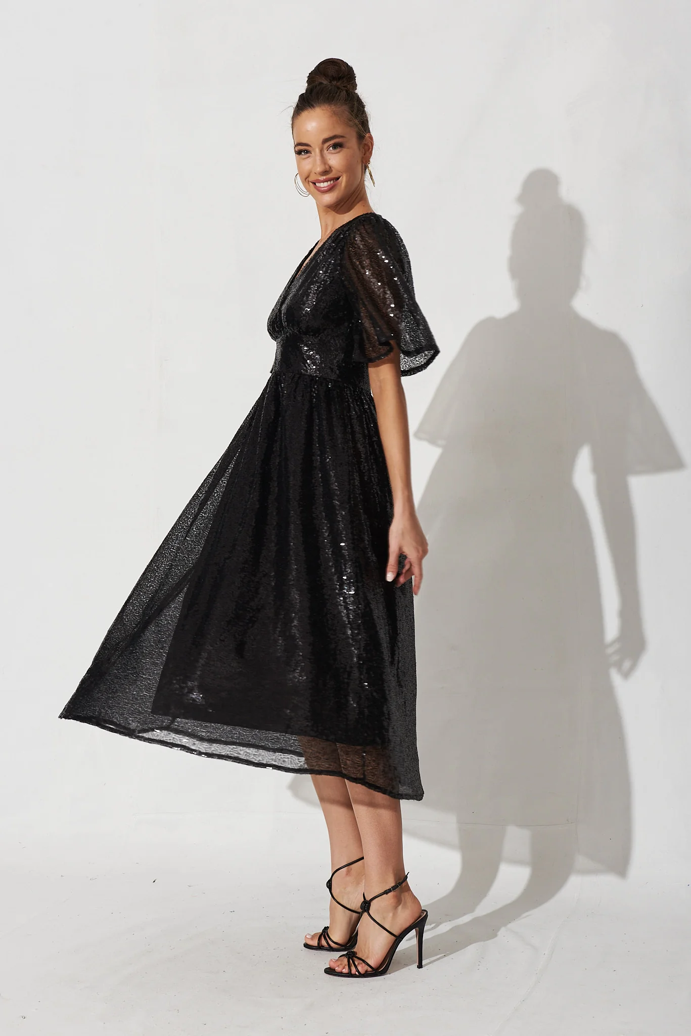 Livorno Midi Dress In Black Sequin - Image 4