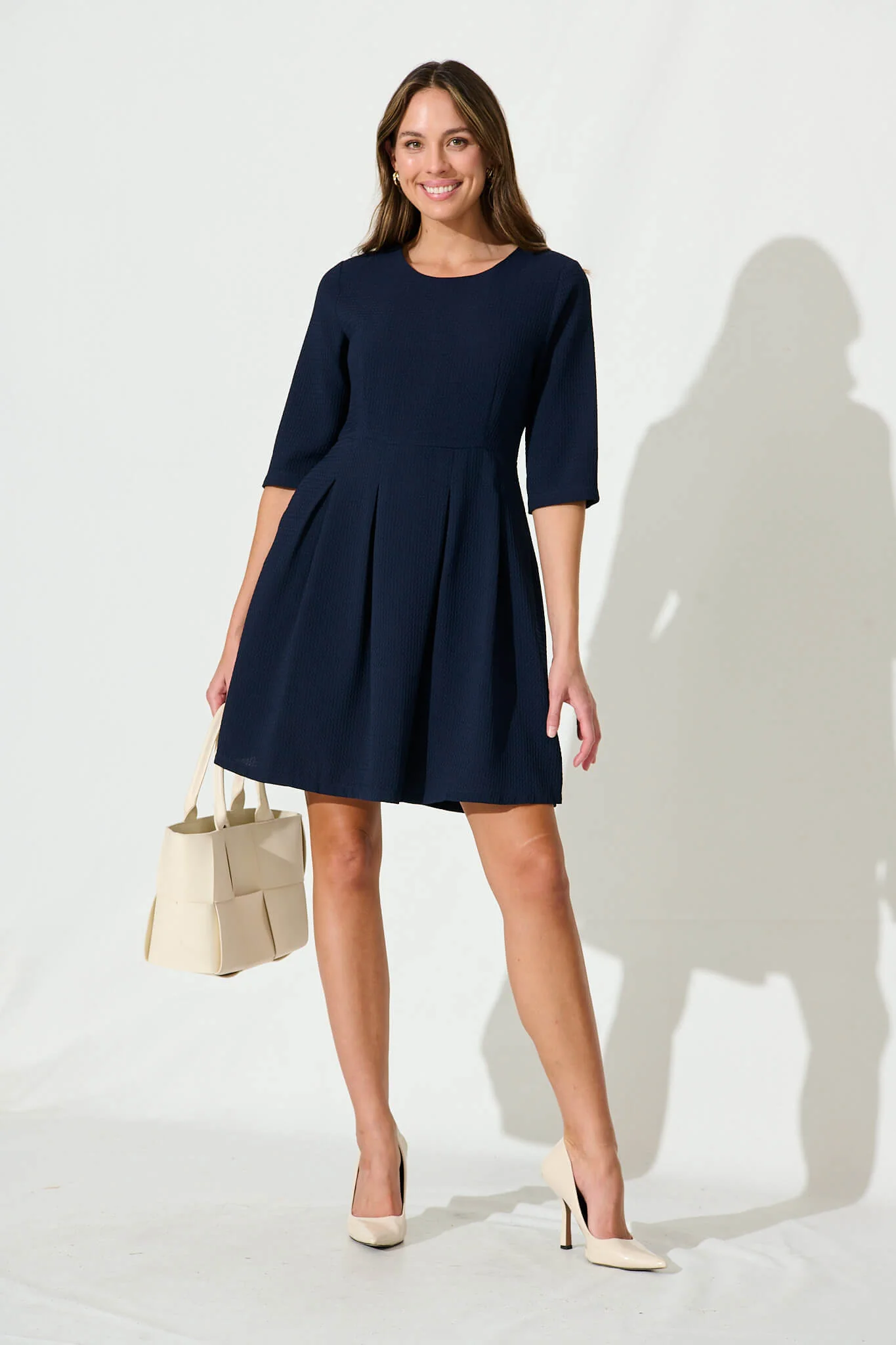 Lizbeth Dress In Textured Navy - Image 5