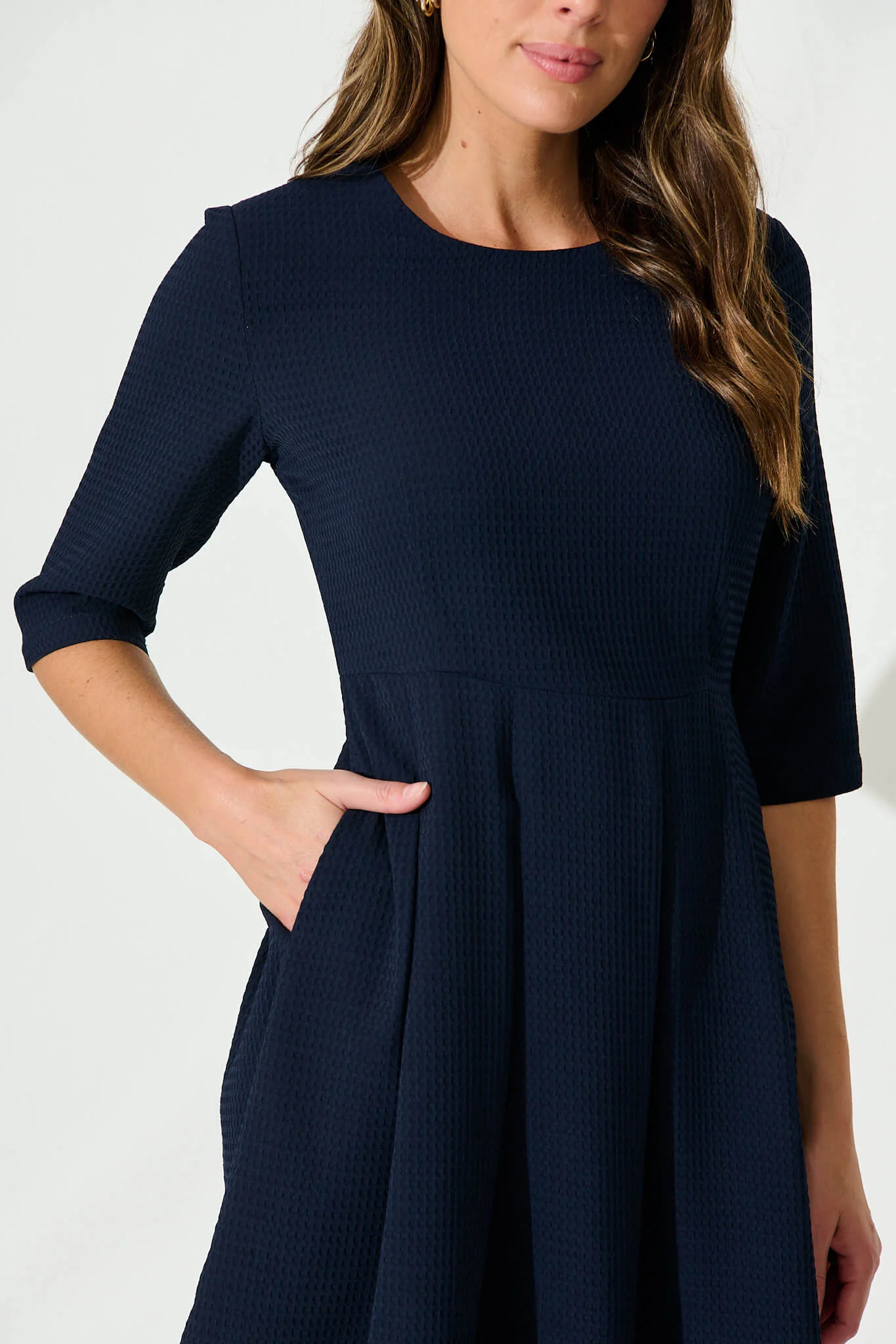 Lizbeth Dress In Textured Navy - Image 6