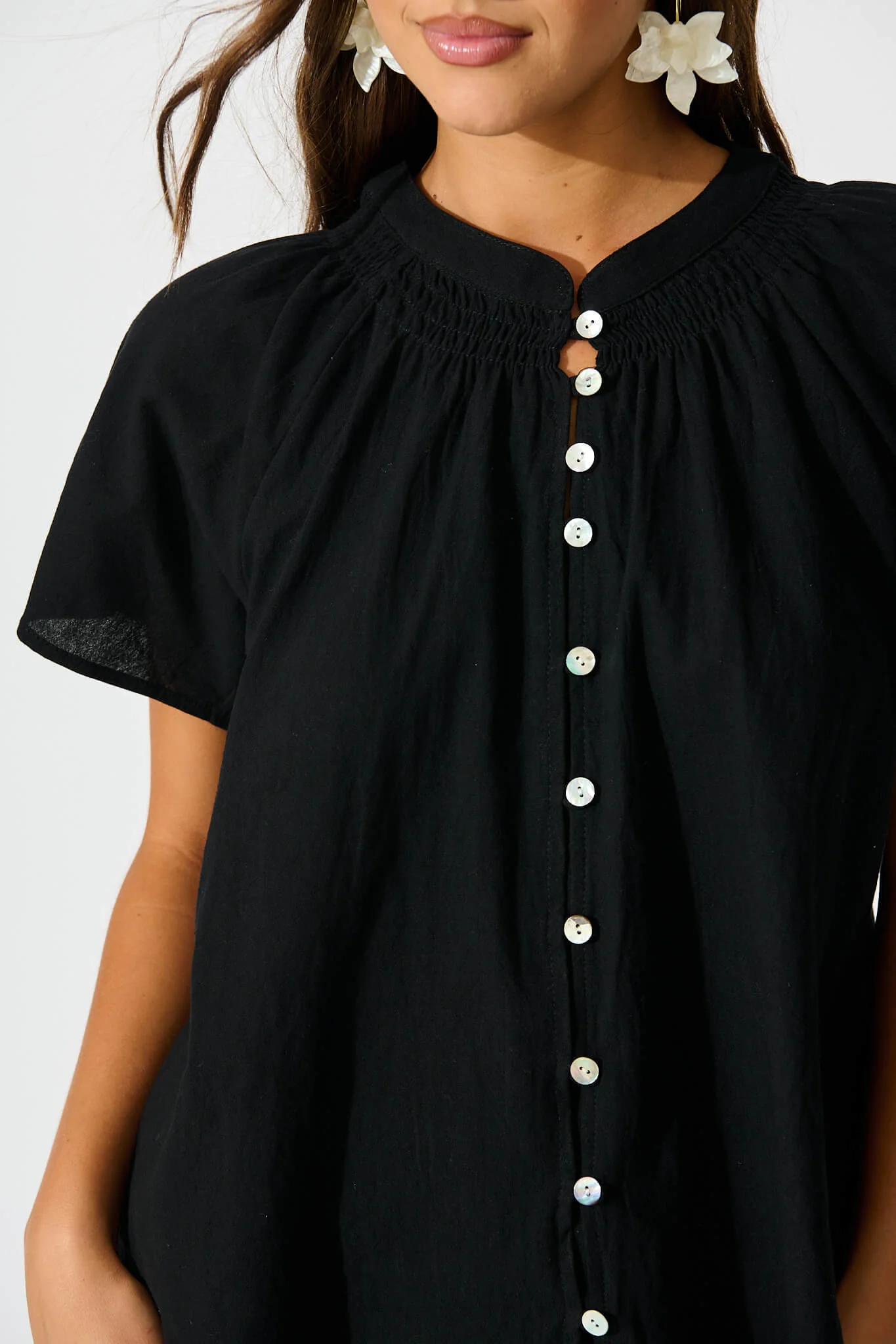 Lombard Top in Black Cotton Linen - Image 5