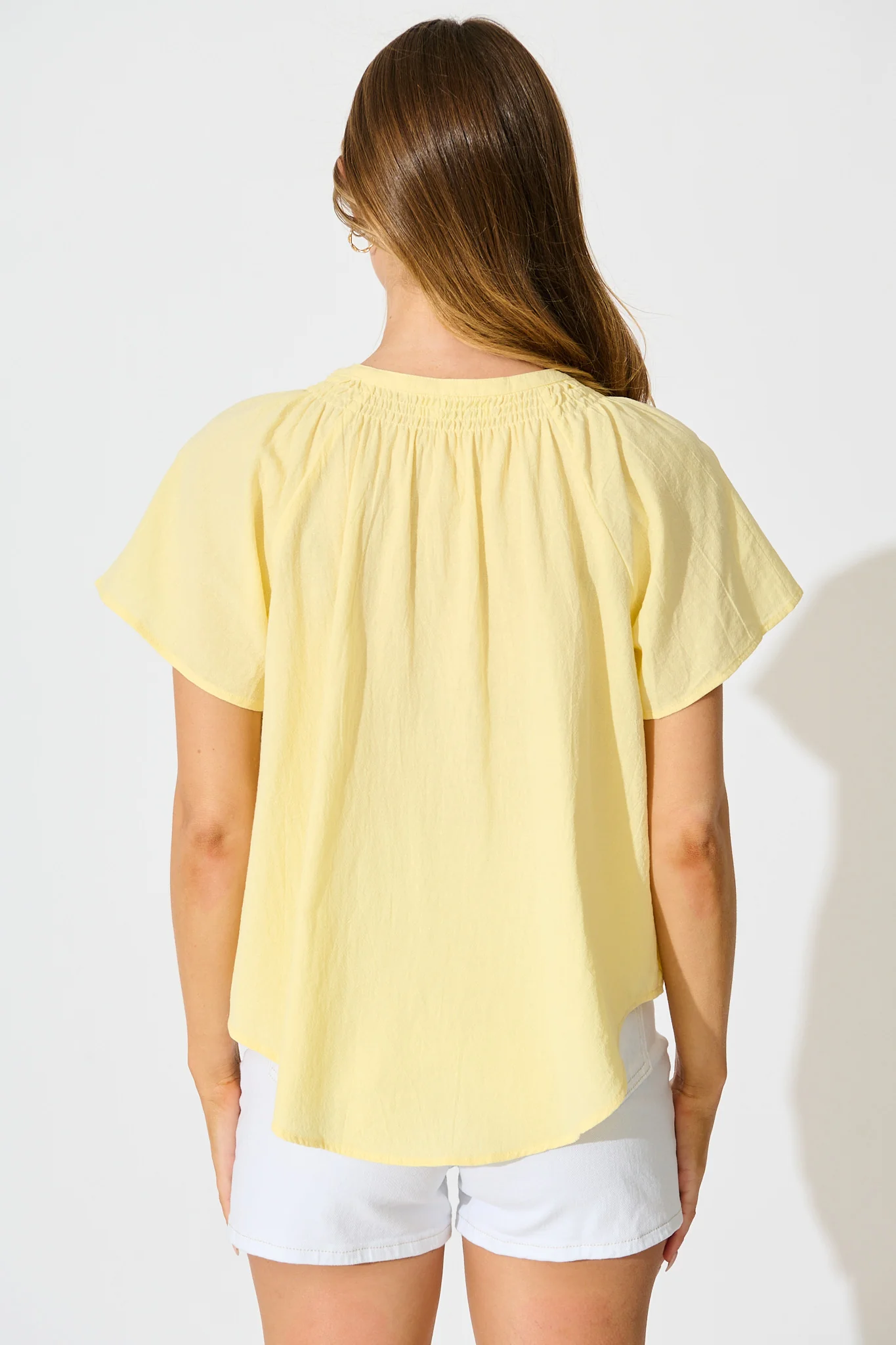 Lombard Top in Butter Yellow Cotton Linen - Image 3