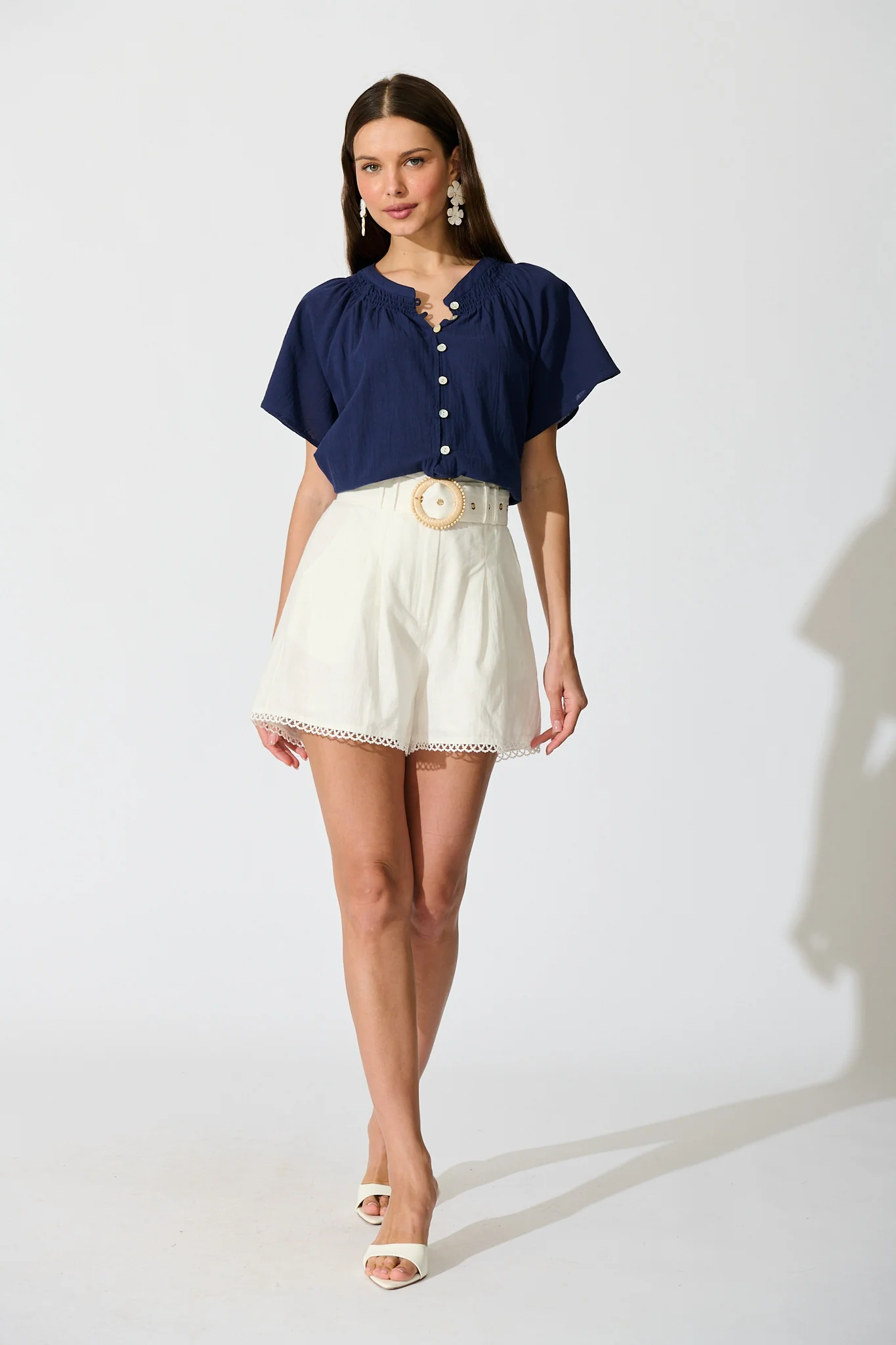 Lombard Top in Navy Cotton Linen - Image 4