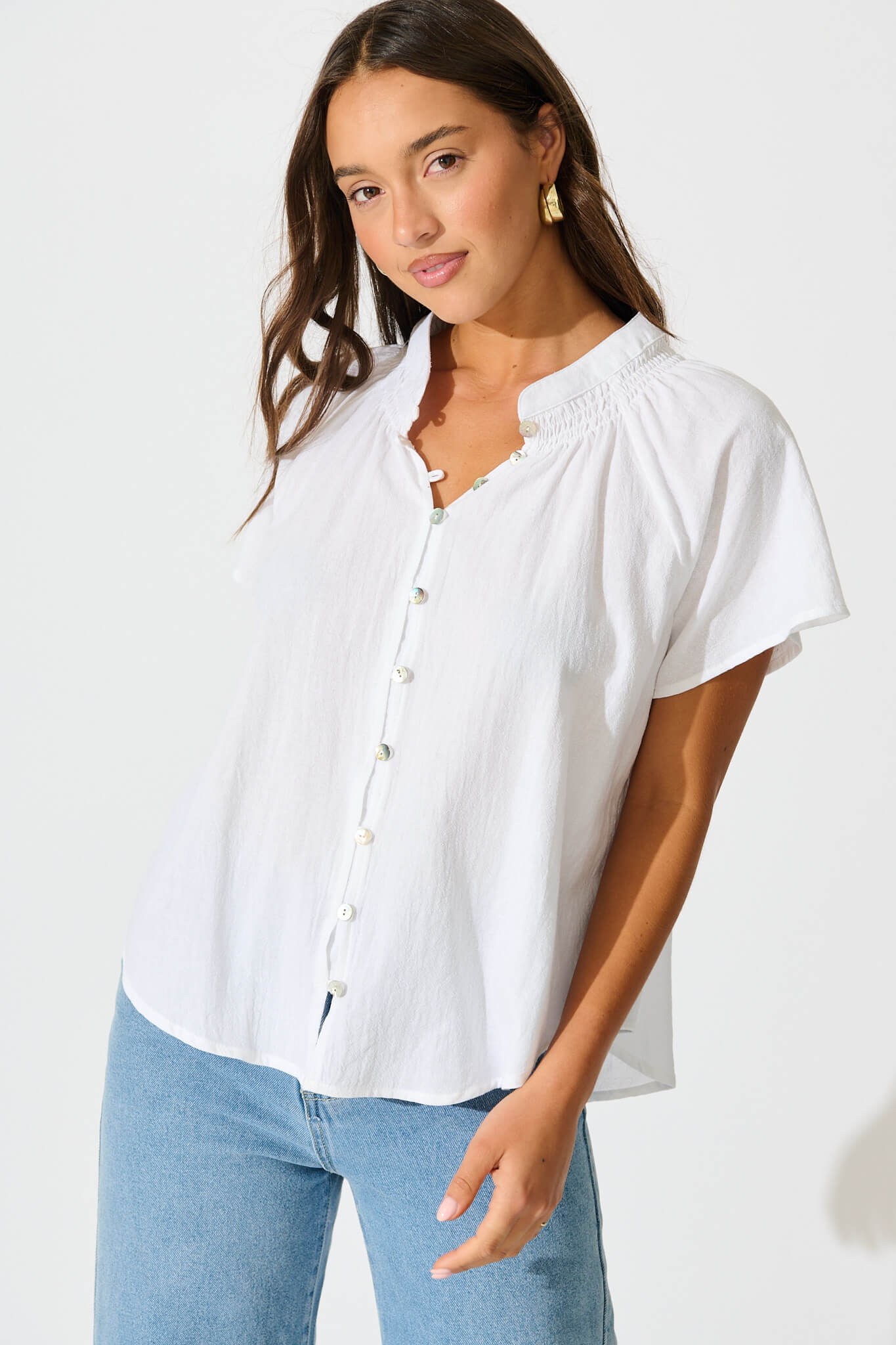 Lombard Top in White Cotton Linen - Image 2