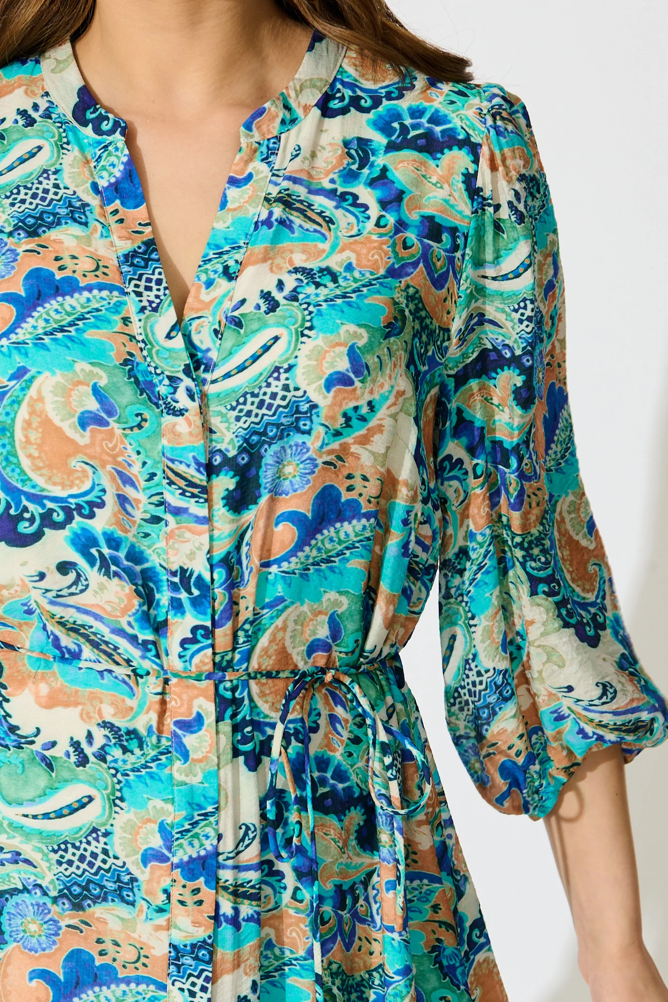 Lonnie Midi Dress in Green with Multi Print - Image 5