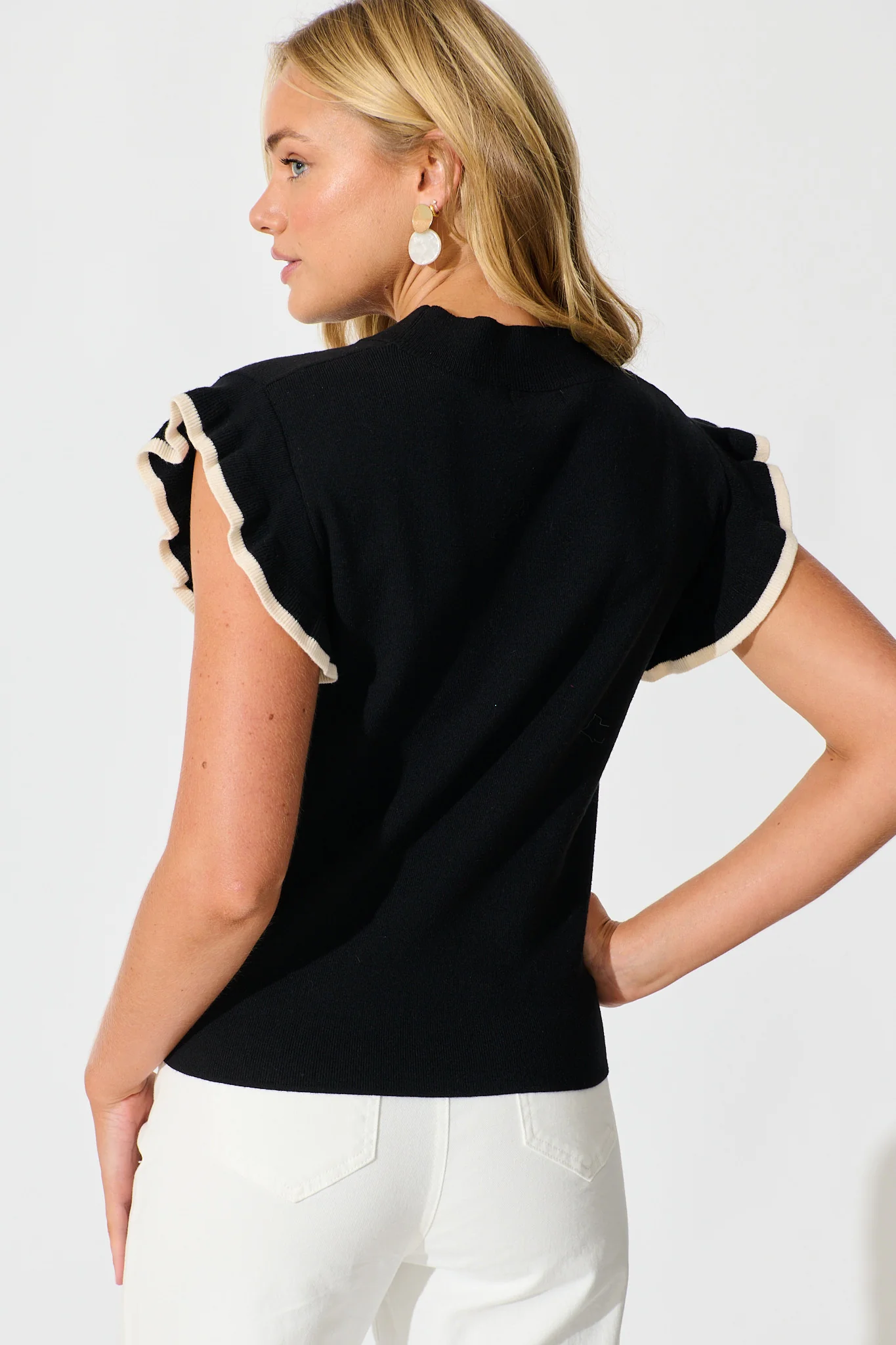 Louisa Knit Top in Black Wool Blend - Image 6