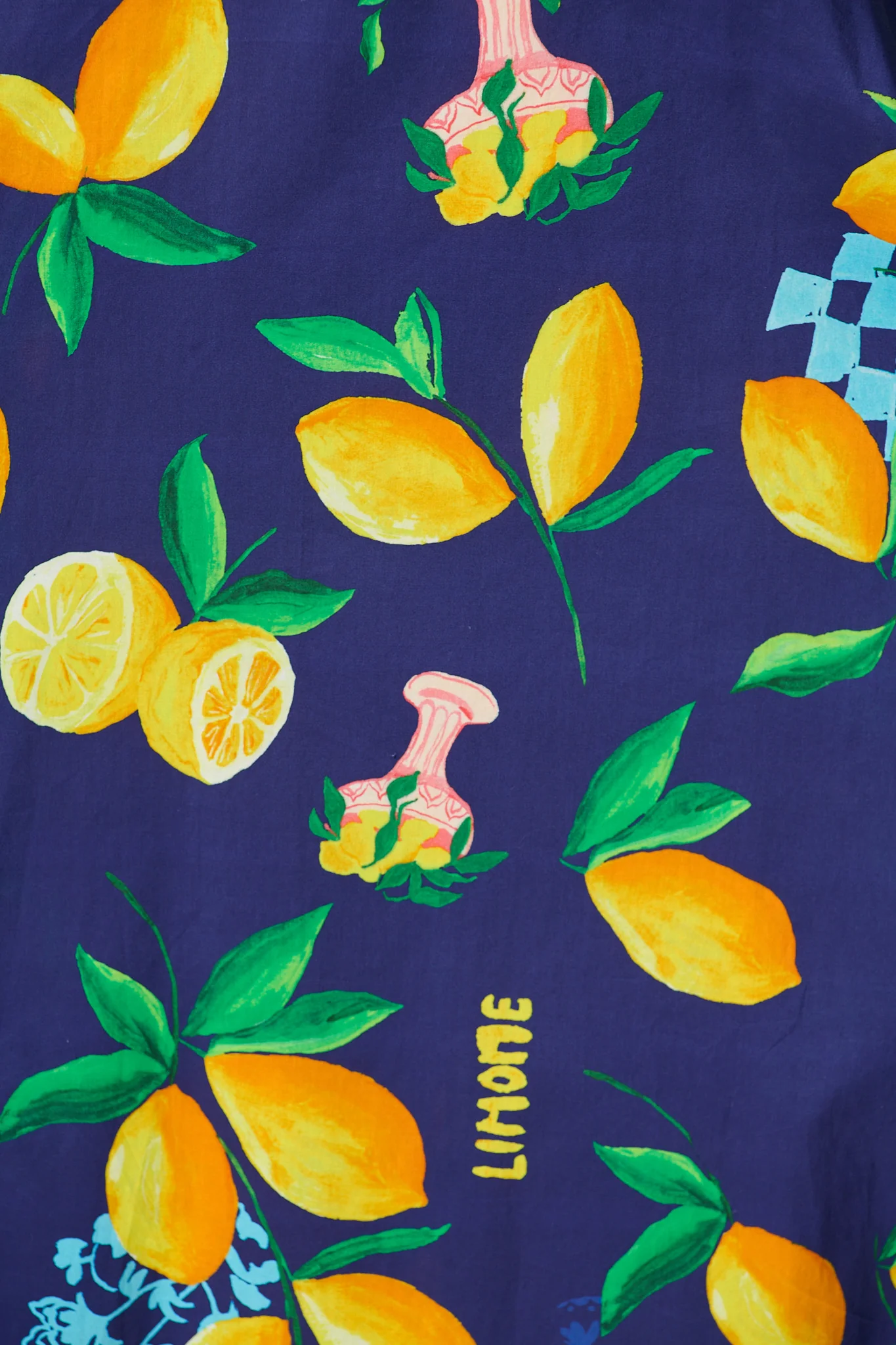 Lova Maxi Sundress in Navy with Lemon Print Cotton - Image 6