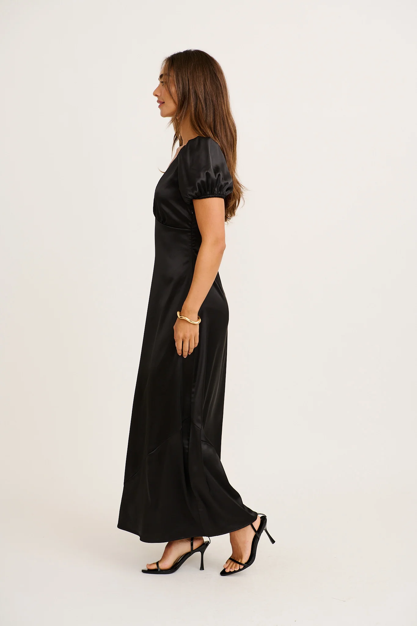 Lover Girl Maxi Dress in Black Satin - Image 8