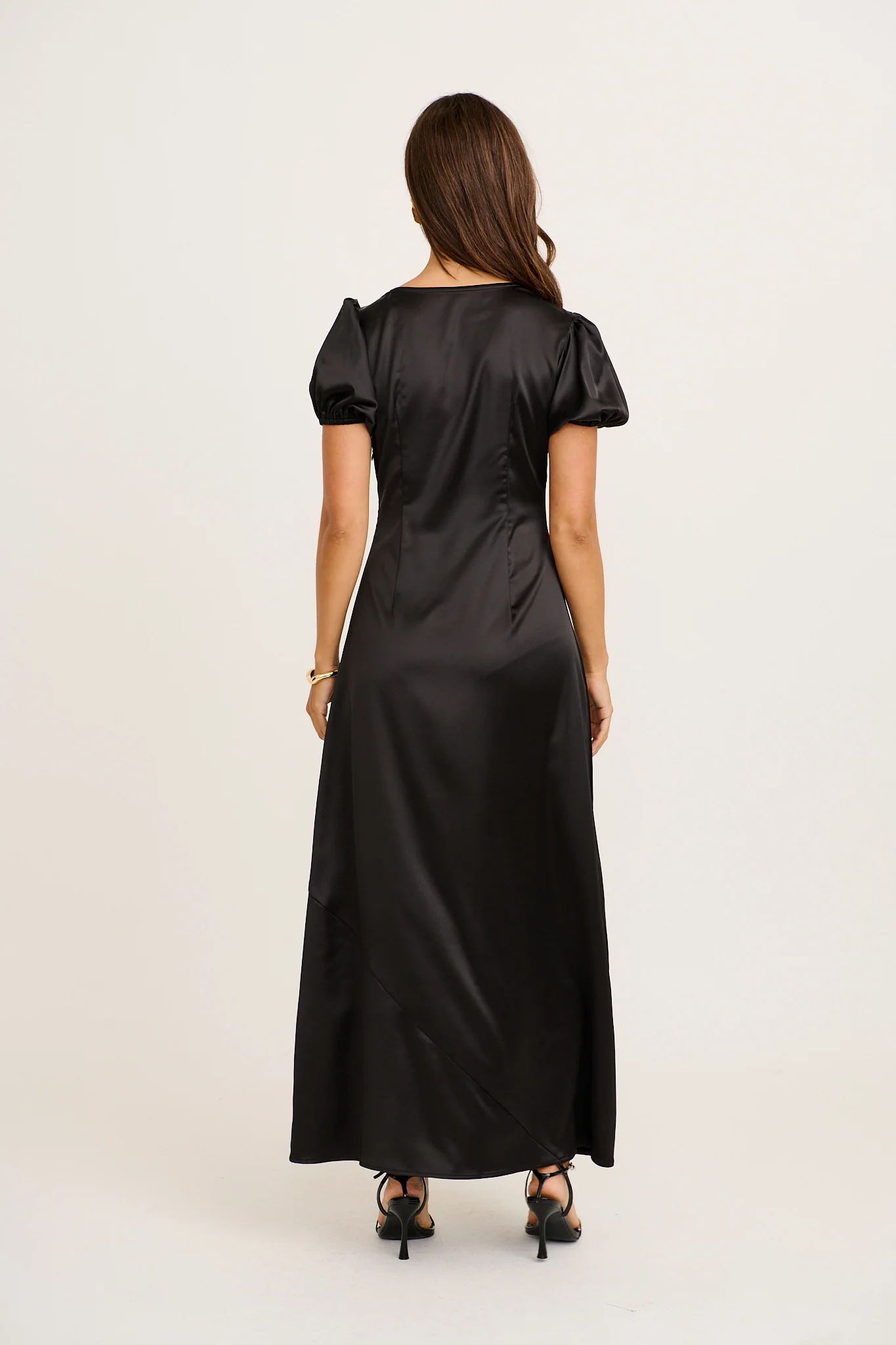 Lover Girl Maxi Dress in Black Satin - Image 9