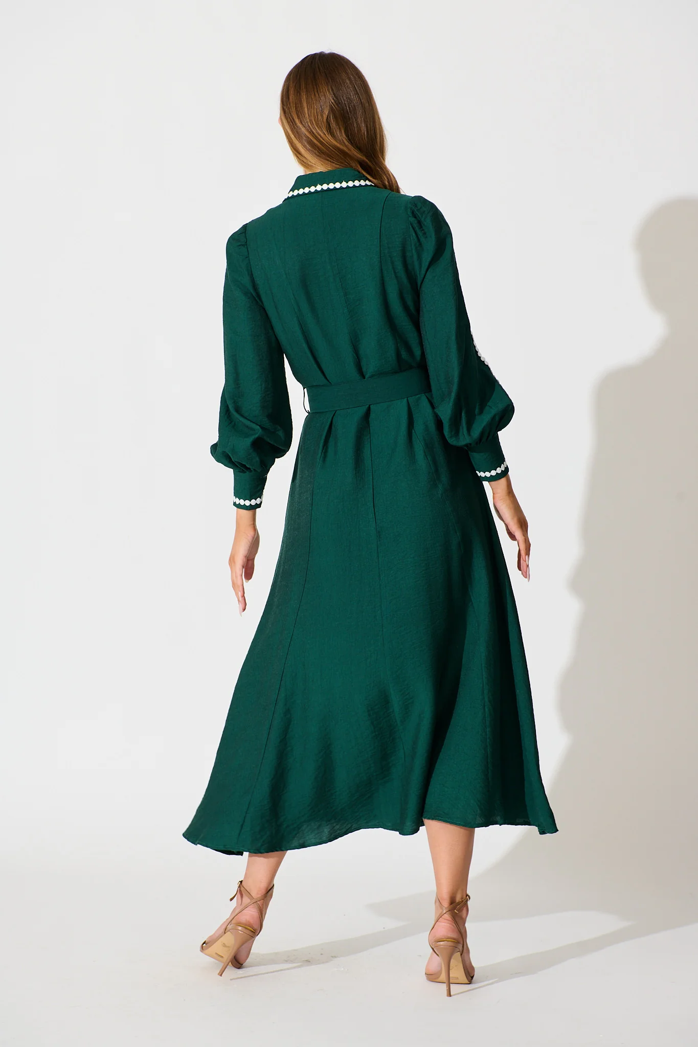 Lovingly Maxi Shirt Dress In Emerald Green - Image 4
