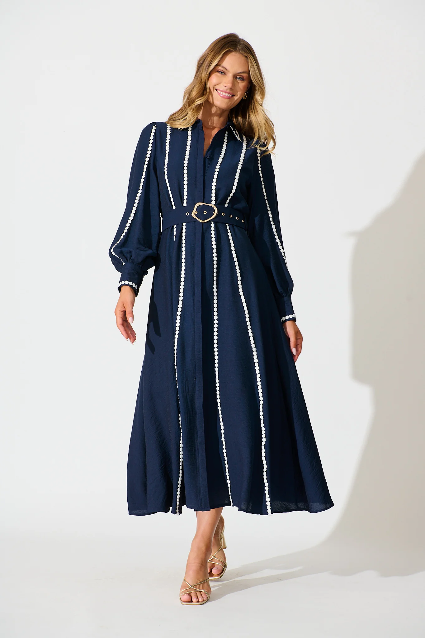 Lovingly Maxi Shirt Dress in Navy - Image 2