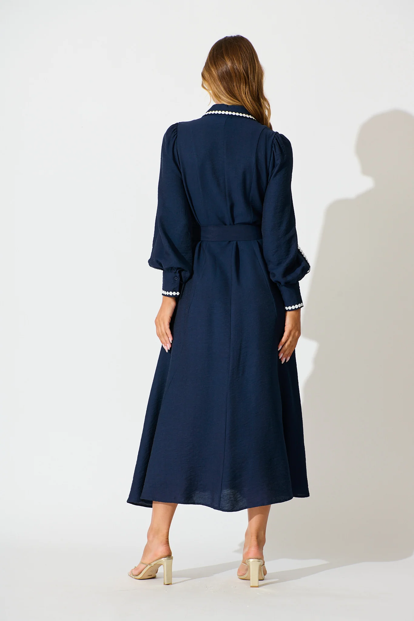 Lovingly Maxi Shirt Dress in Navy - Image 7