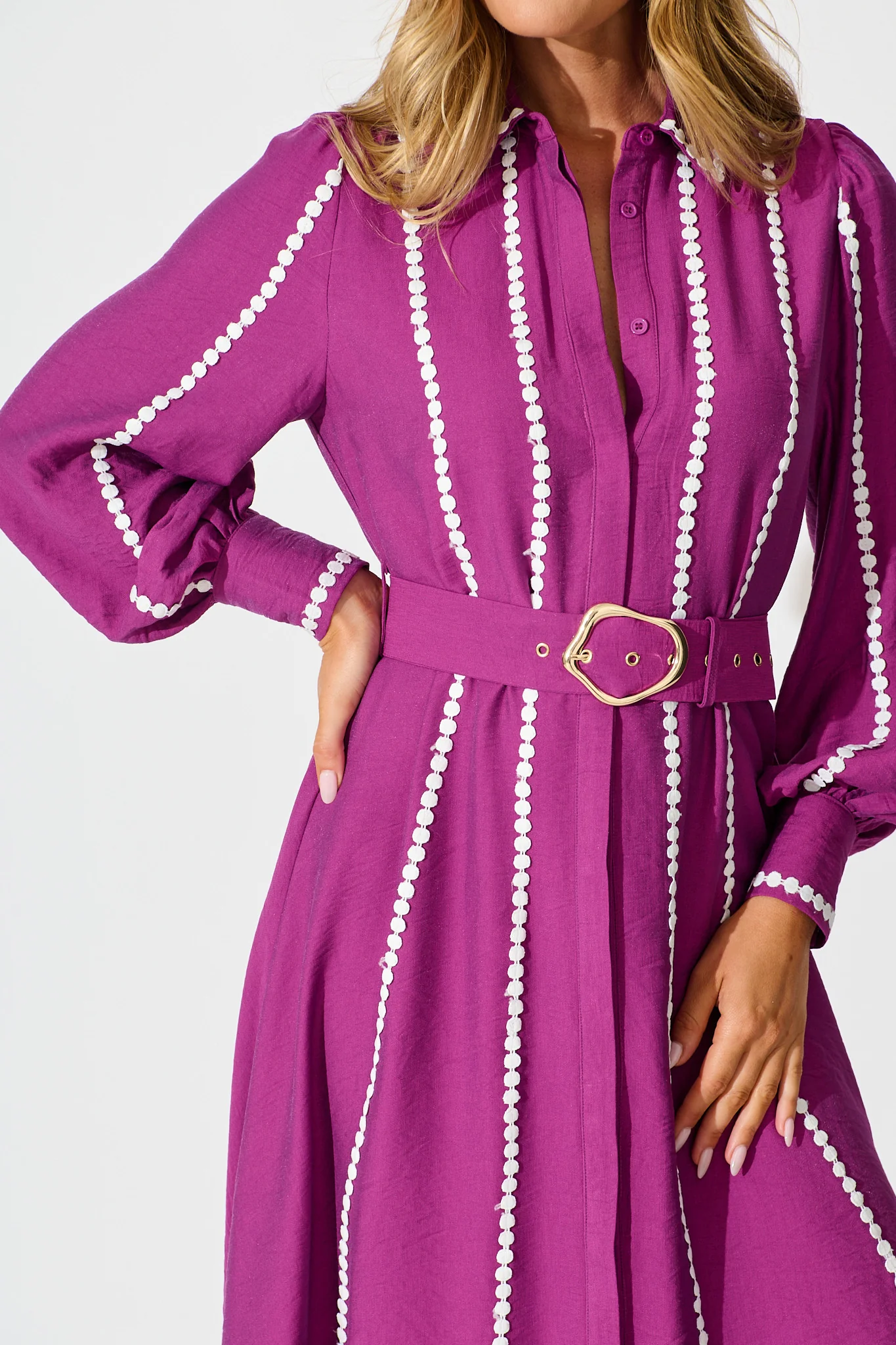 Lovingly Maxi Shirt Dress in Plum - Image 8