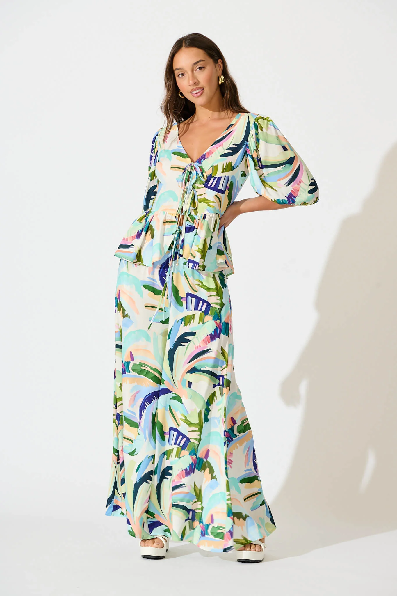 Lucia Pant in Multi Green Print - Image 8