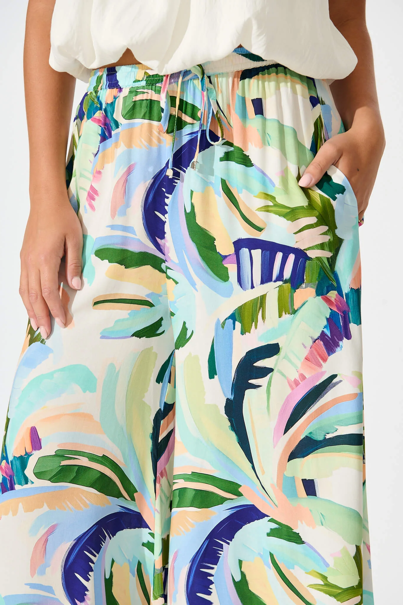 Lucia Pant in Multi Green Print - Image 9