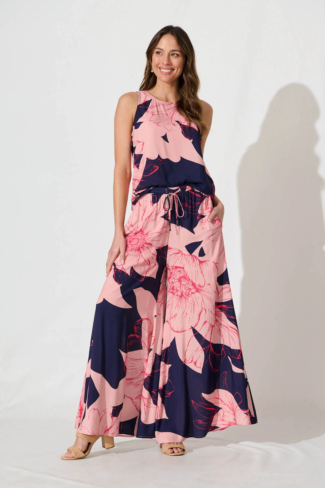 Lucia Pant In Navy With Blush Flower - Image 9