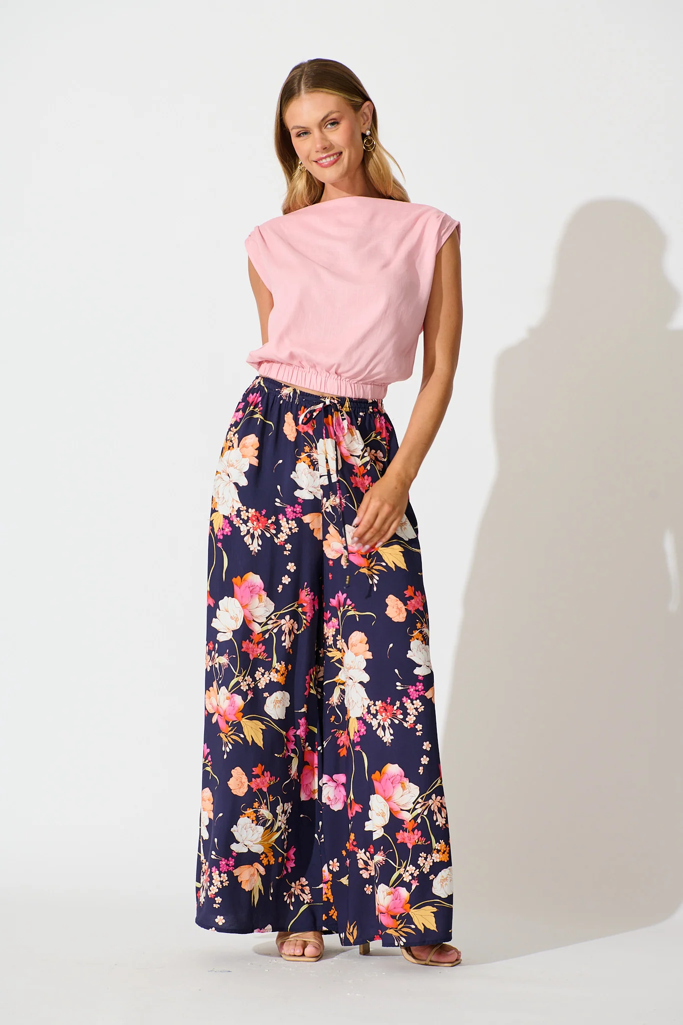 Lucia Pant In Navy with Multi Floral - Image 7