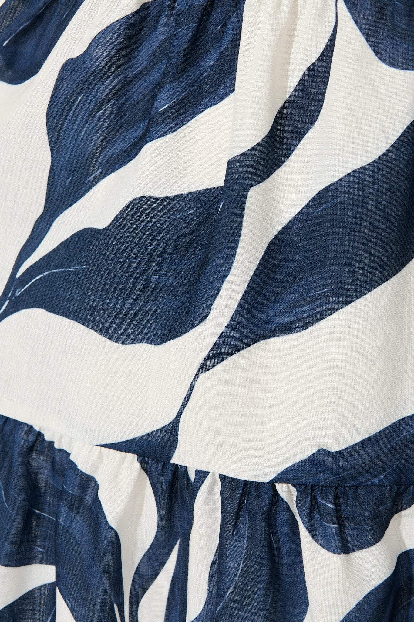 Lucie Maxi Dress in White with Navy Leaf Linen Blend - Image 6