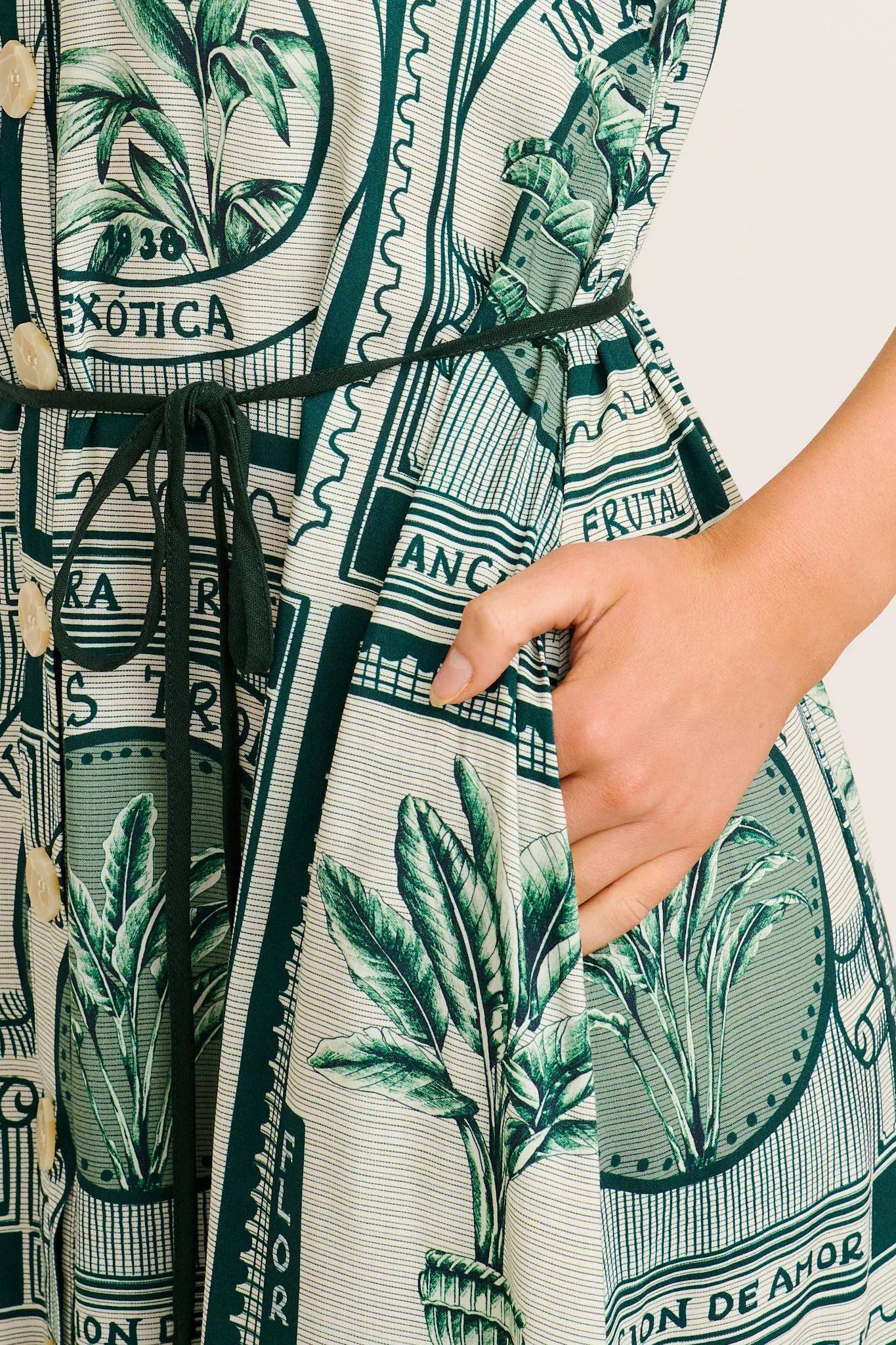 Lucky One Midi Shirt Dress in Green Tile Print - Image 5
