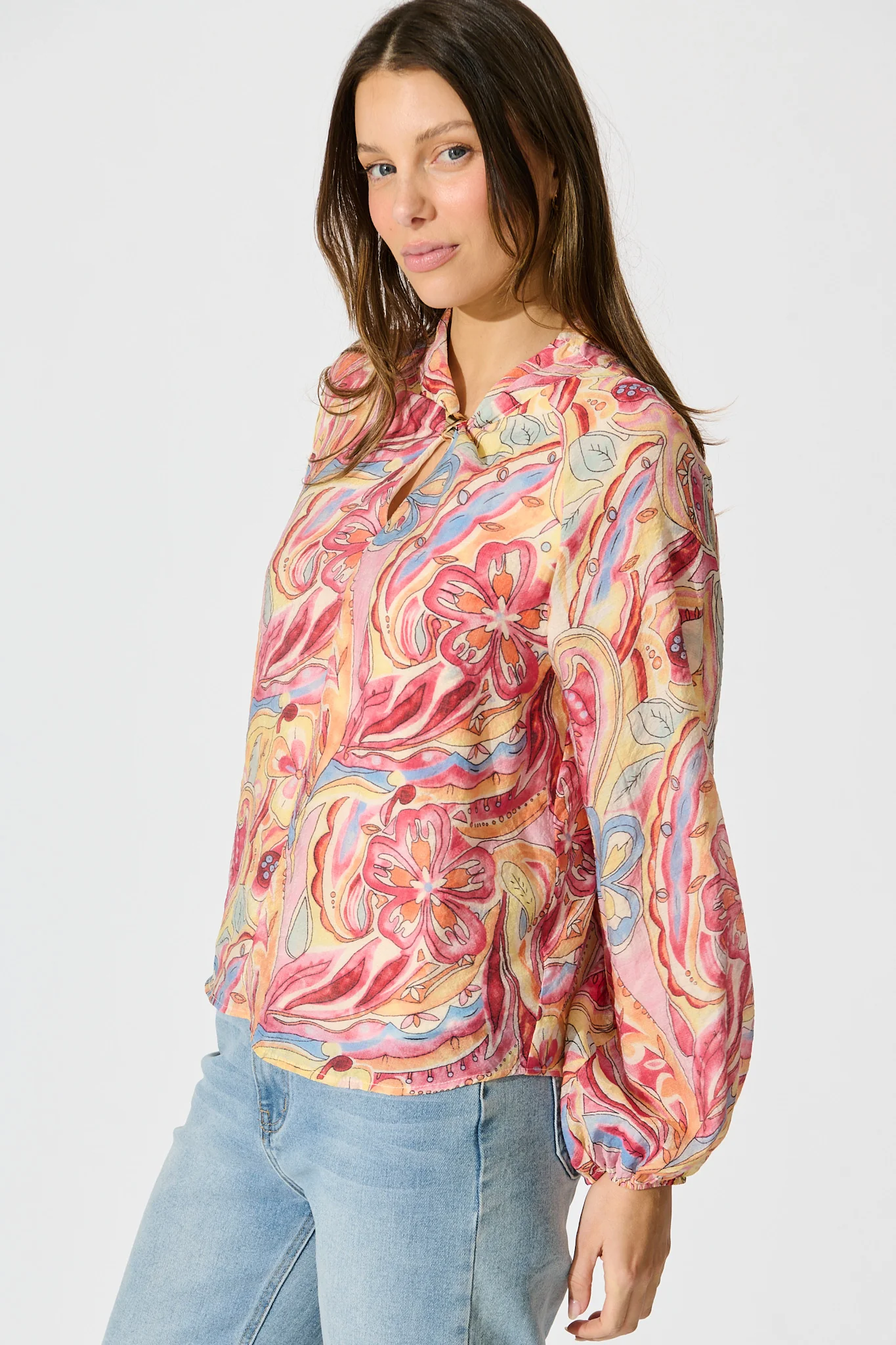 Luna Mirage Top in Multi Pink Print - Image 2