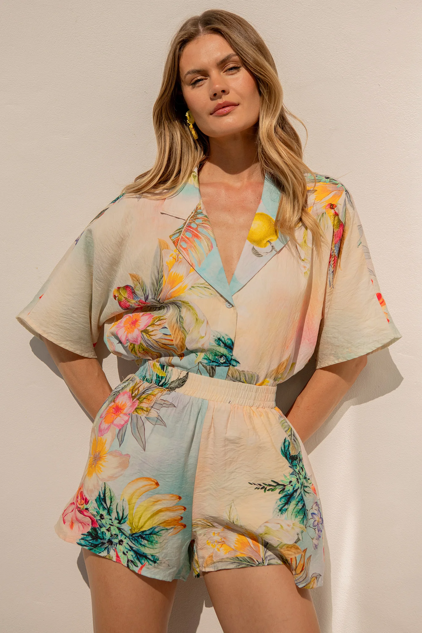 Lush Style Shirt in Multi Tropical Floral Print