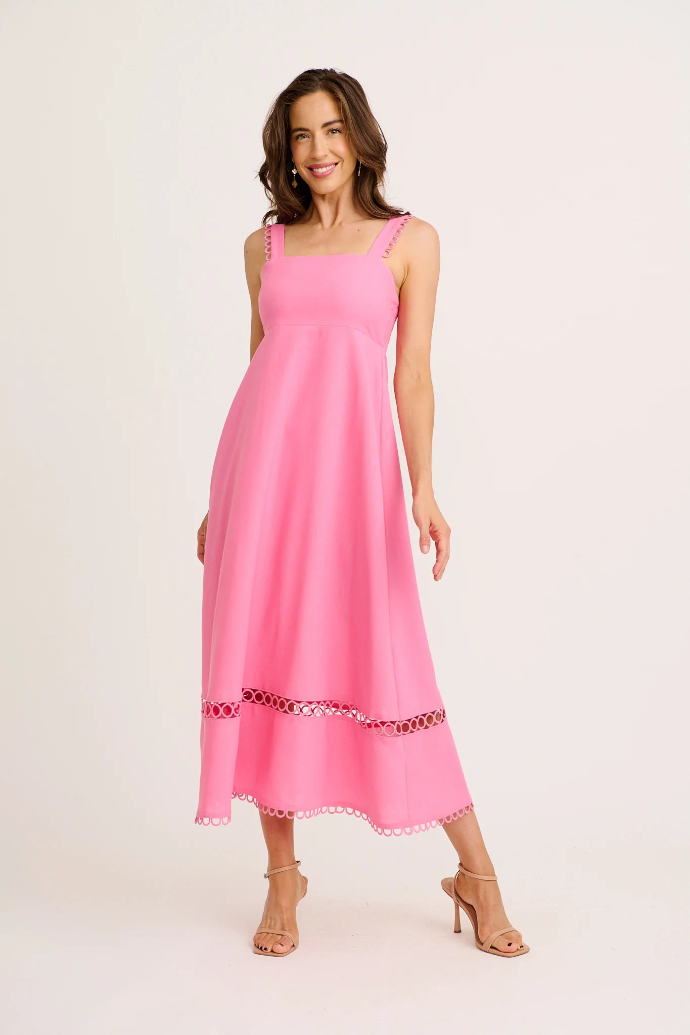 Luxe Enchant Maxi Dress in Pink Linen Blend - Image 3