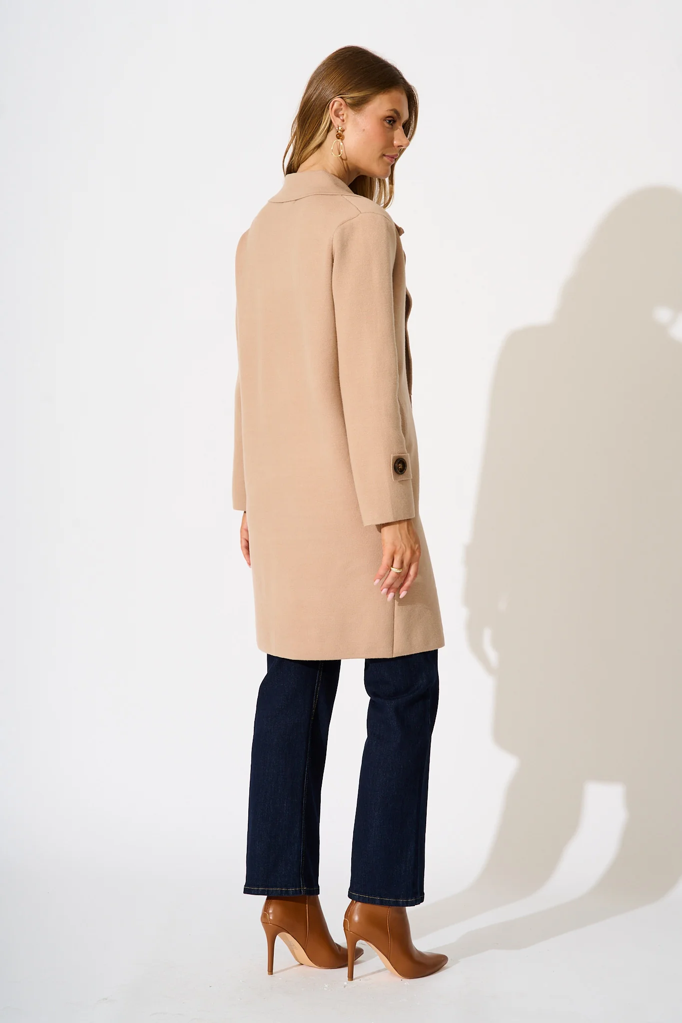 Luxe Knit Coat in Camel - Image 4