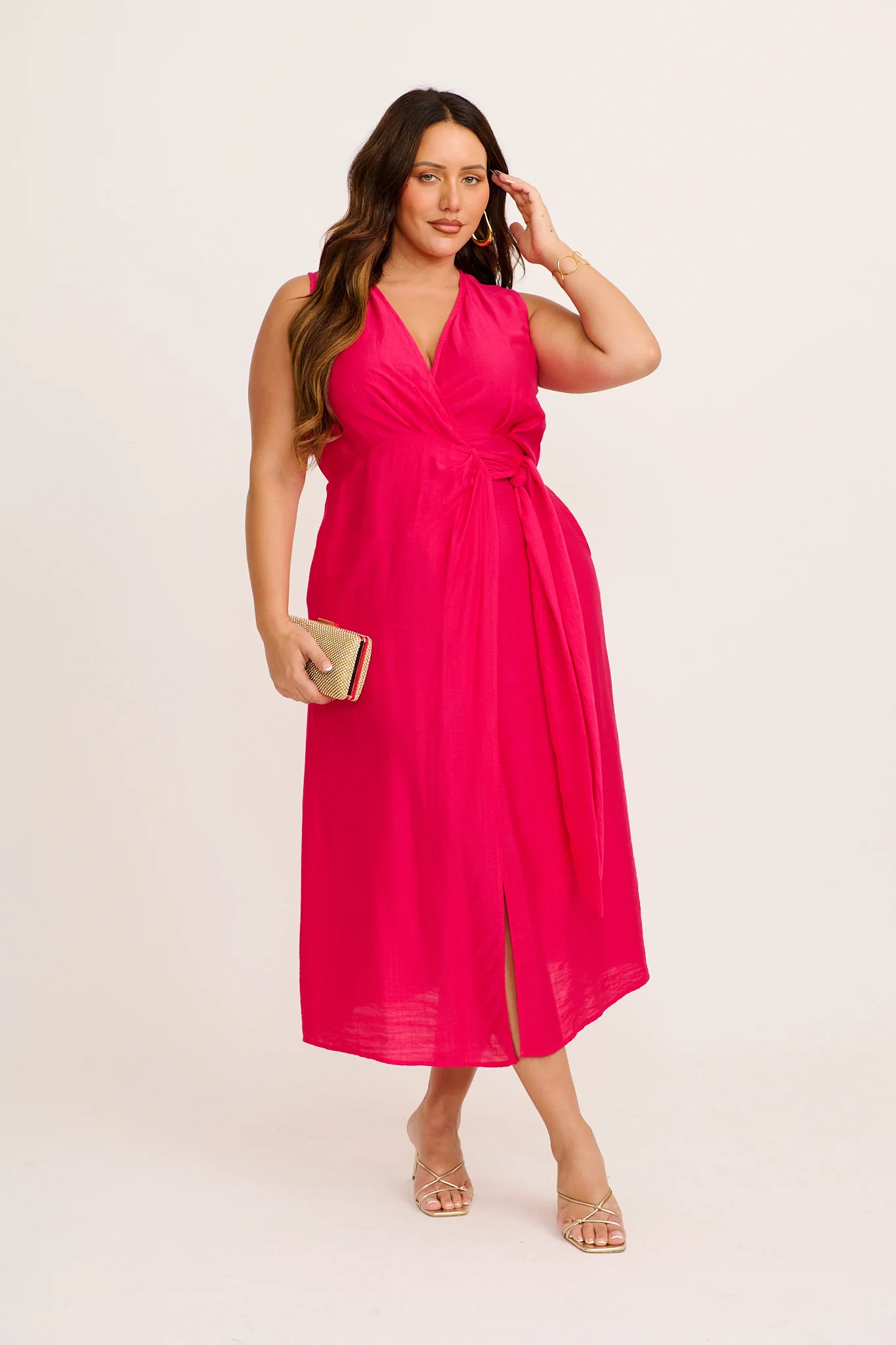 Luz Maxi Wrap Dress in Pink
