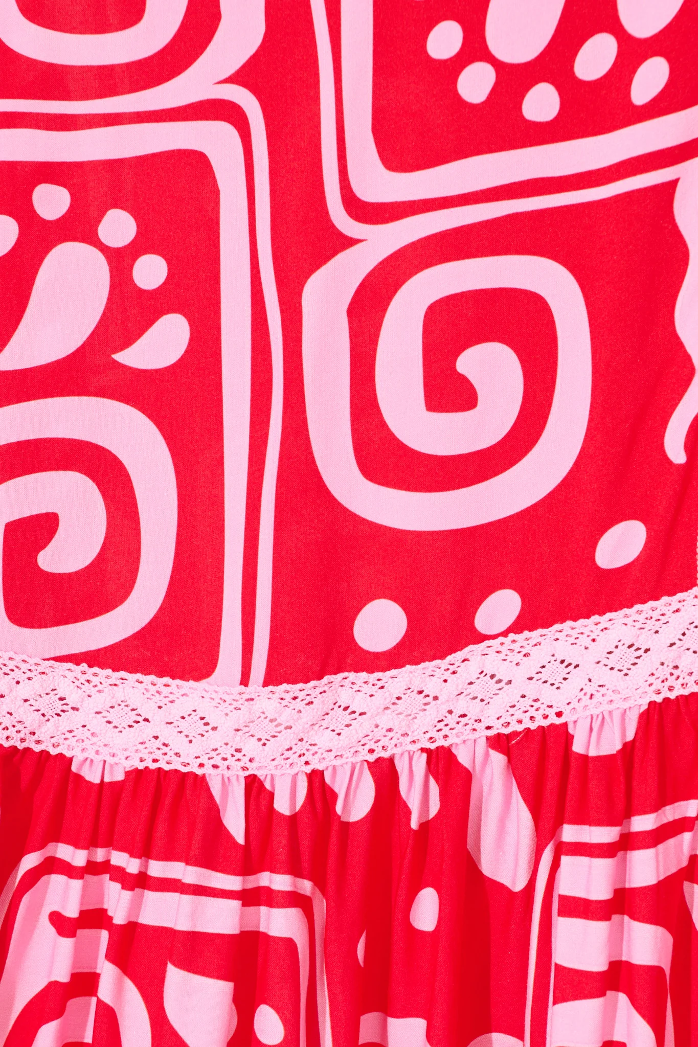 Lyanna Midi Dress in Red Geometric Print - Image 6
