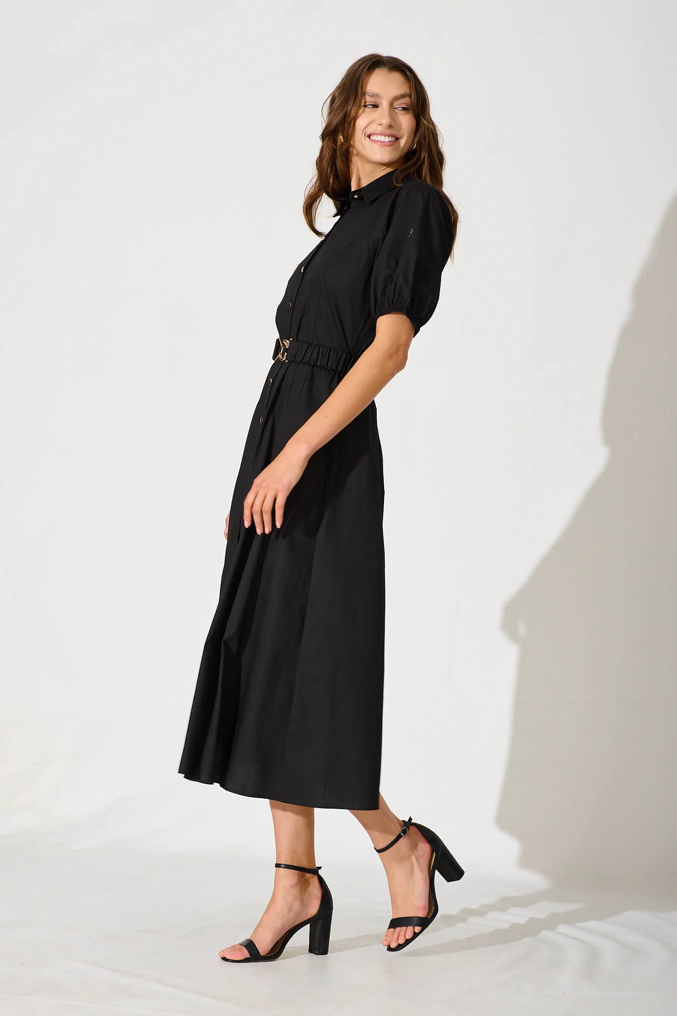 Lydon Midi Dress In Black Cotton - Image 3