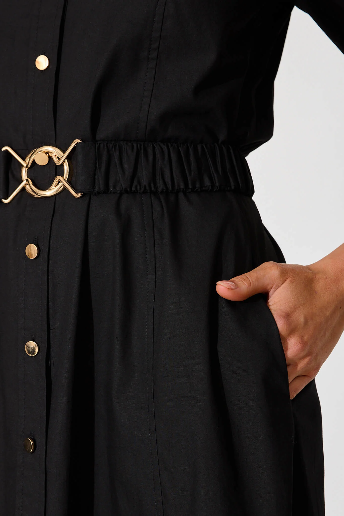Lydon Midi Dress In Black Cotton - Image 6