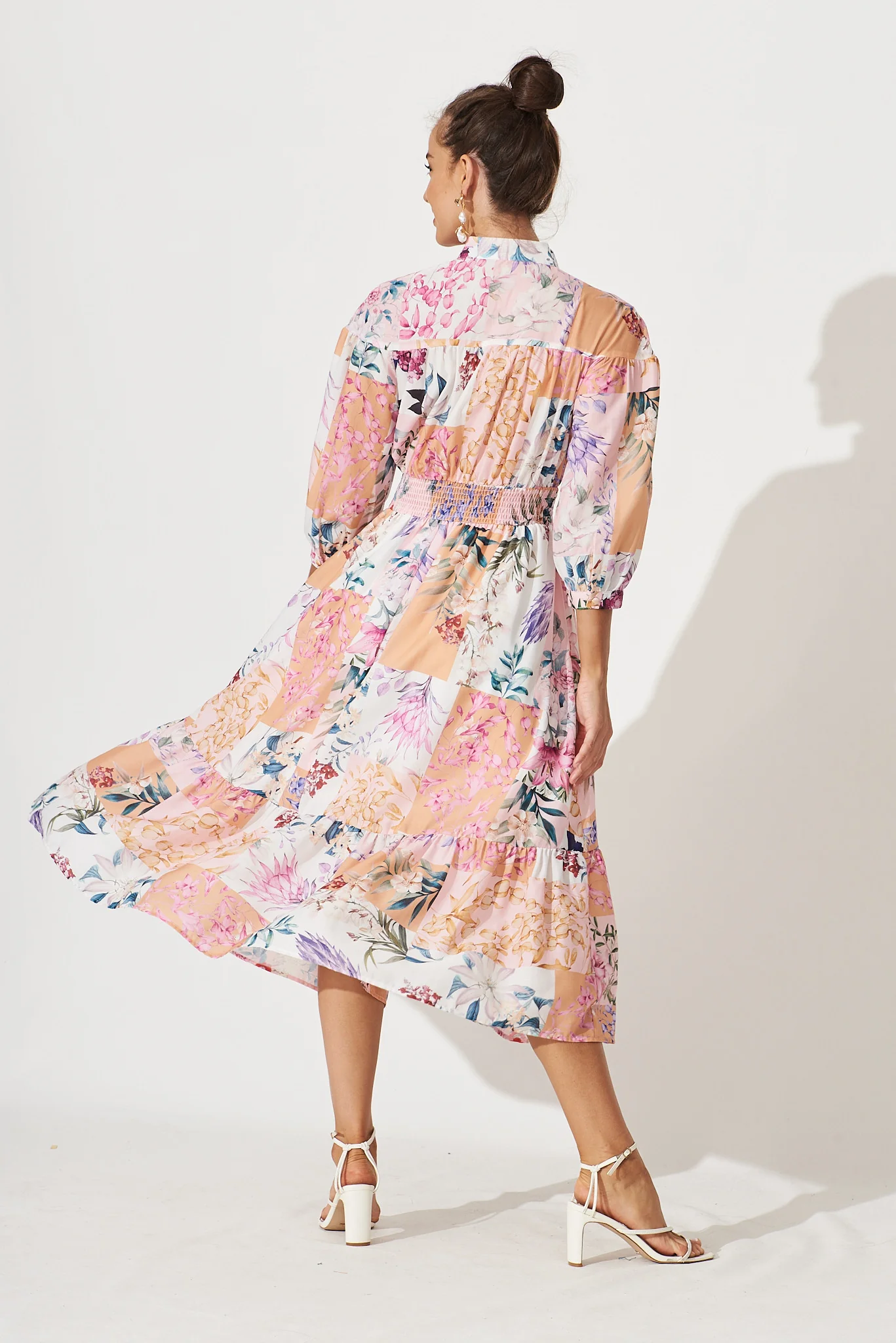 Lyn Midi Dress In Rust Patch Floral - Image 5