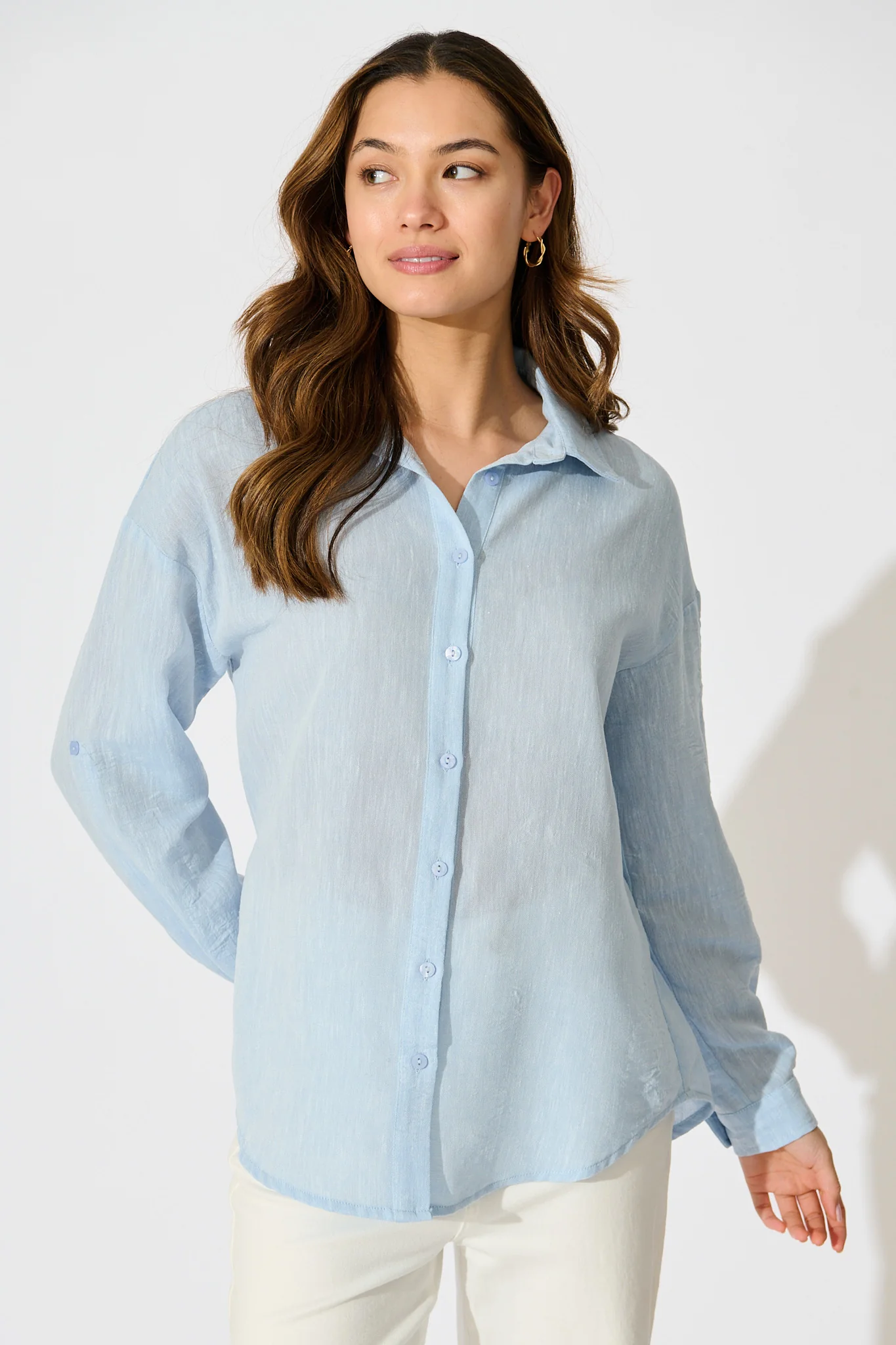 Lysandra Shirt in Pale Blue Linen Blend - Image 2