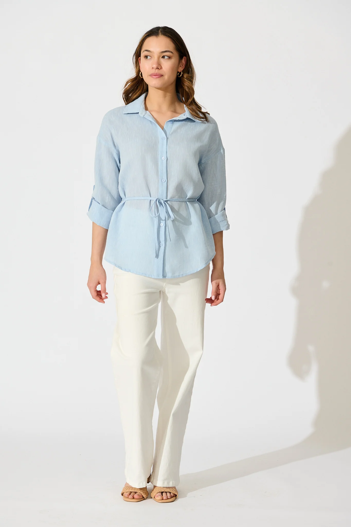 Lysandra Shirt in Pale Blue Linen Blend - Image 5