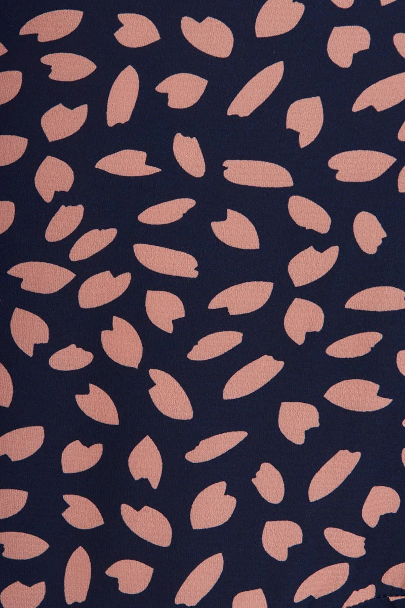 Mabo Midi Dress In Navy With Rust Leaf - Image 10