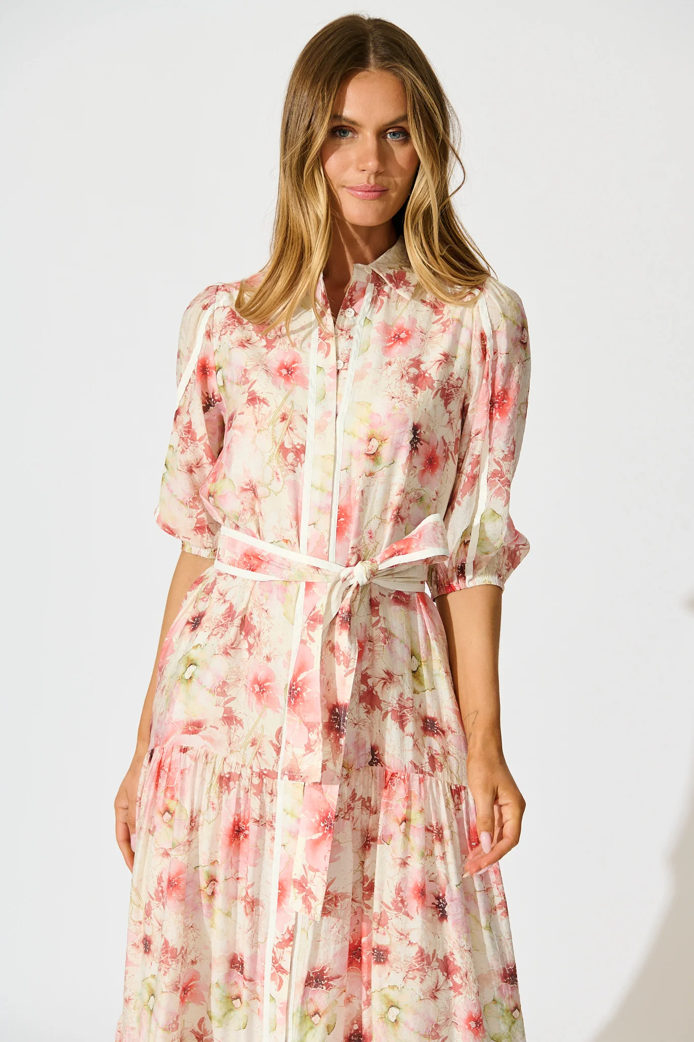 Mackenzie Maxi Shirt Dress in Blush Floral - Image 2